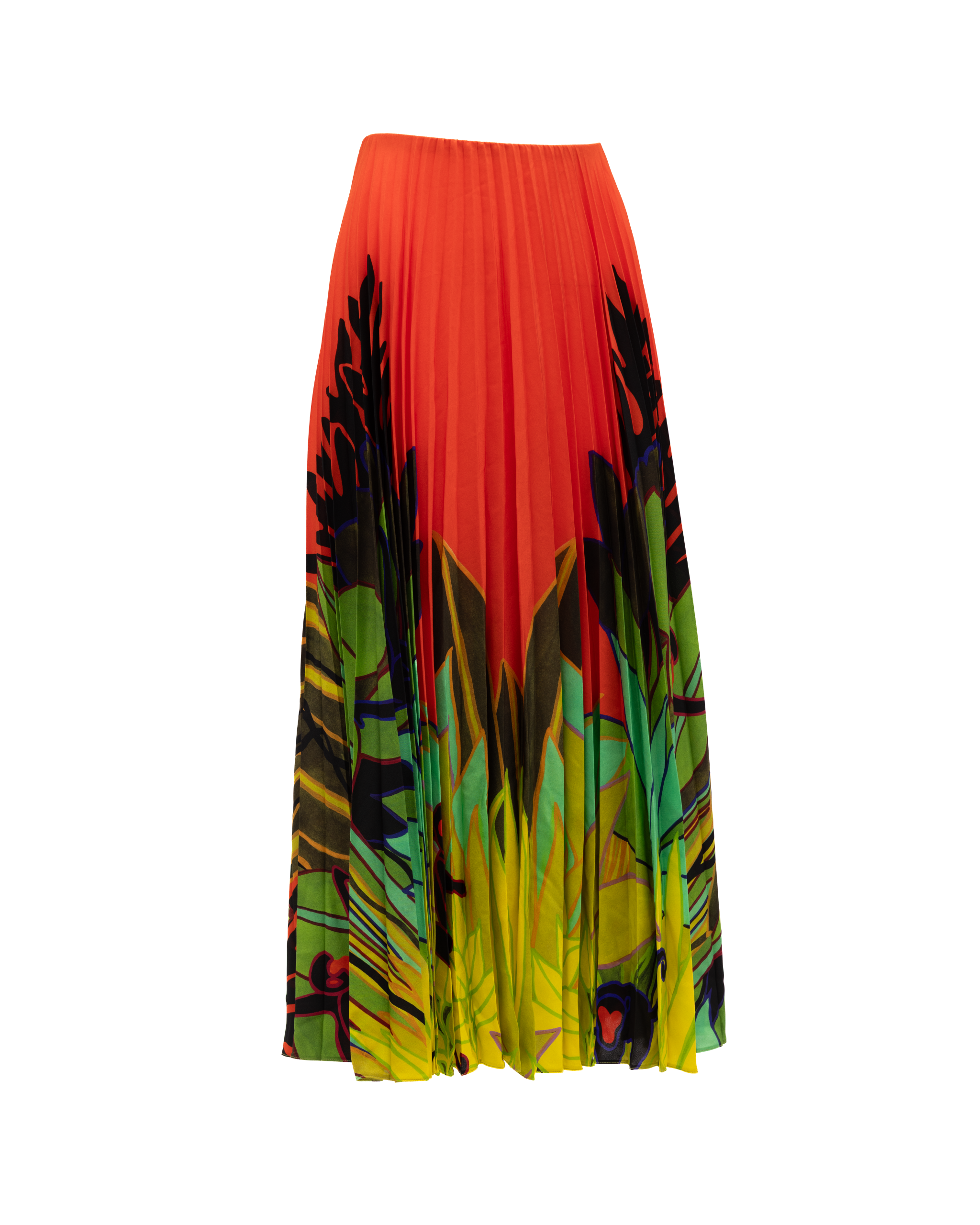 Valentino Garavani Orange Plissierter Blumenrock