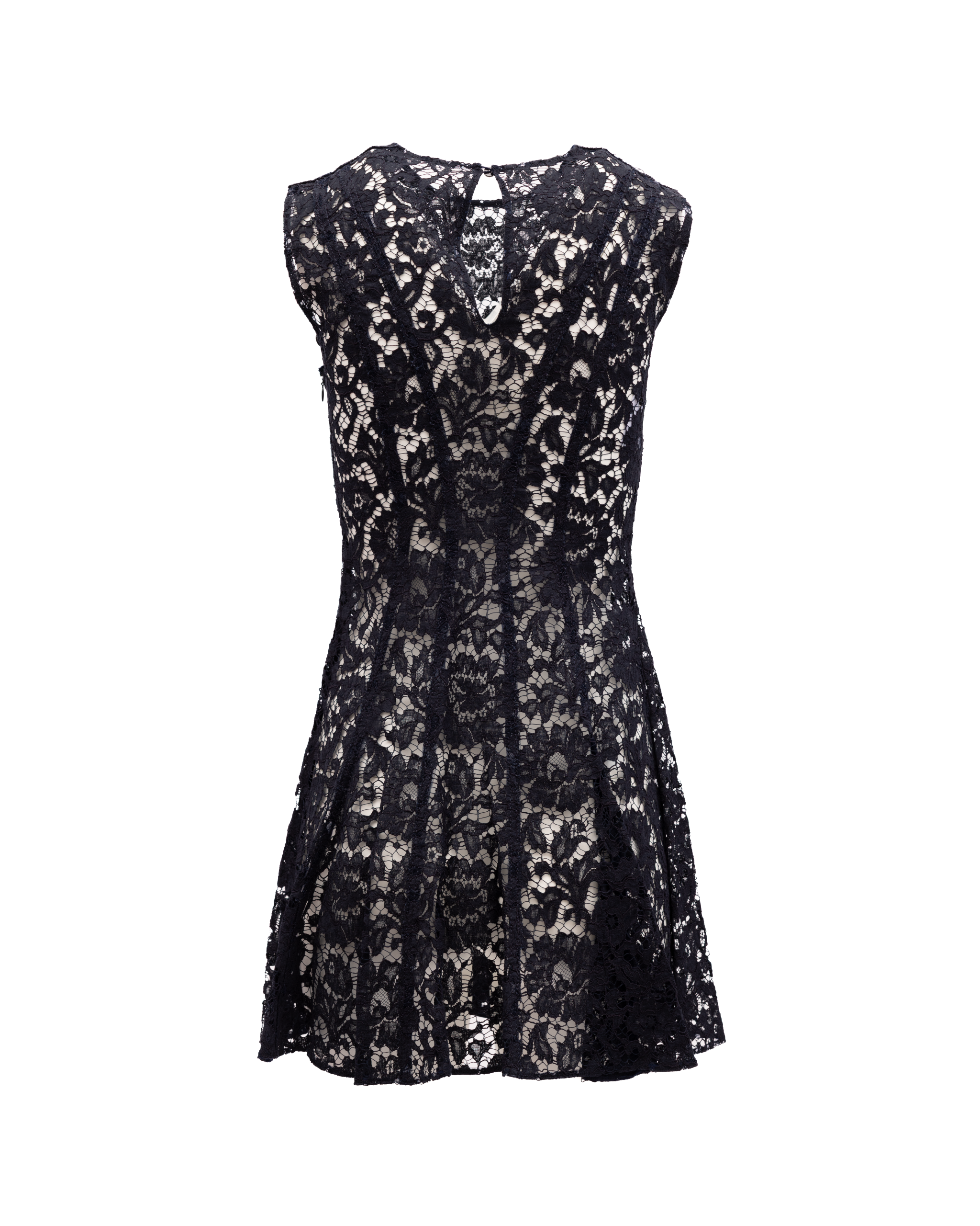 Valentino Garavani Kleines Schwarzes Spitzenkleid mit Blumenmuster