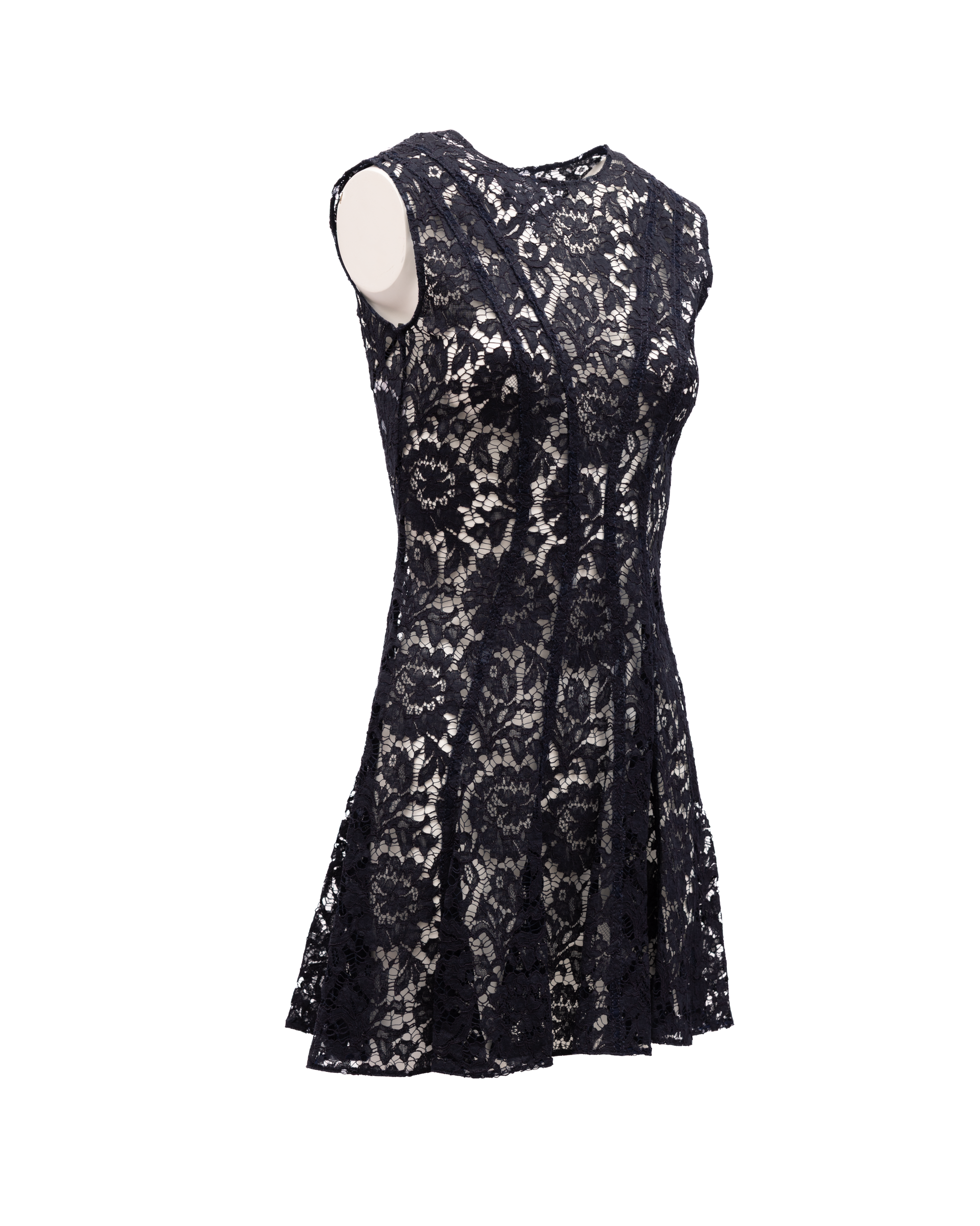 Valentino Garavani Kleines Schwarzes Spitzenkleid mit Blumenmuster