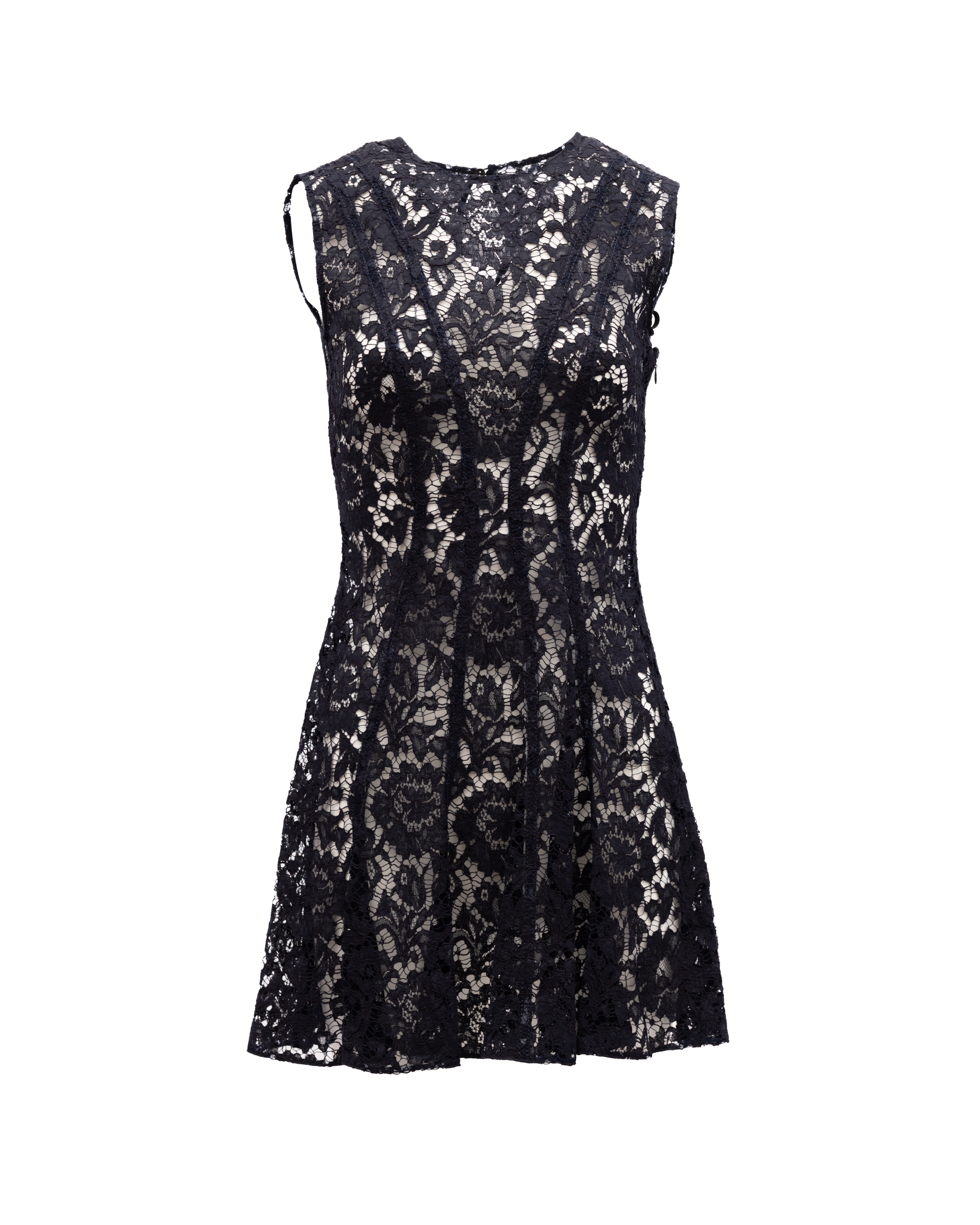 Valentino Garavani Kleines Schwarzes Spitzenkleid mit Blumenmuster