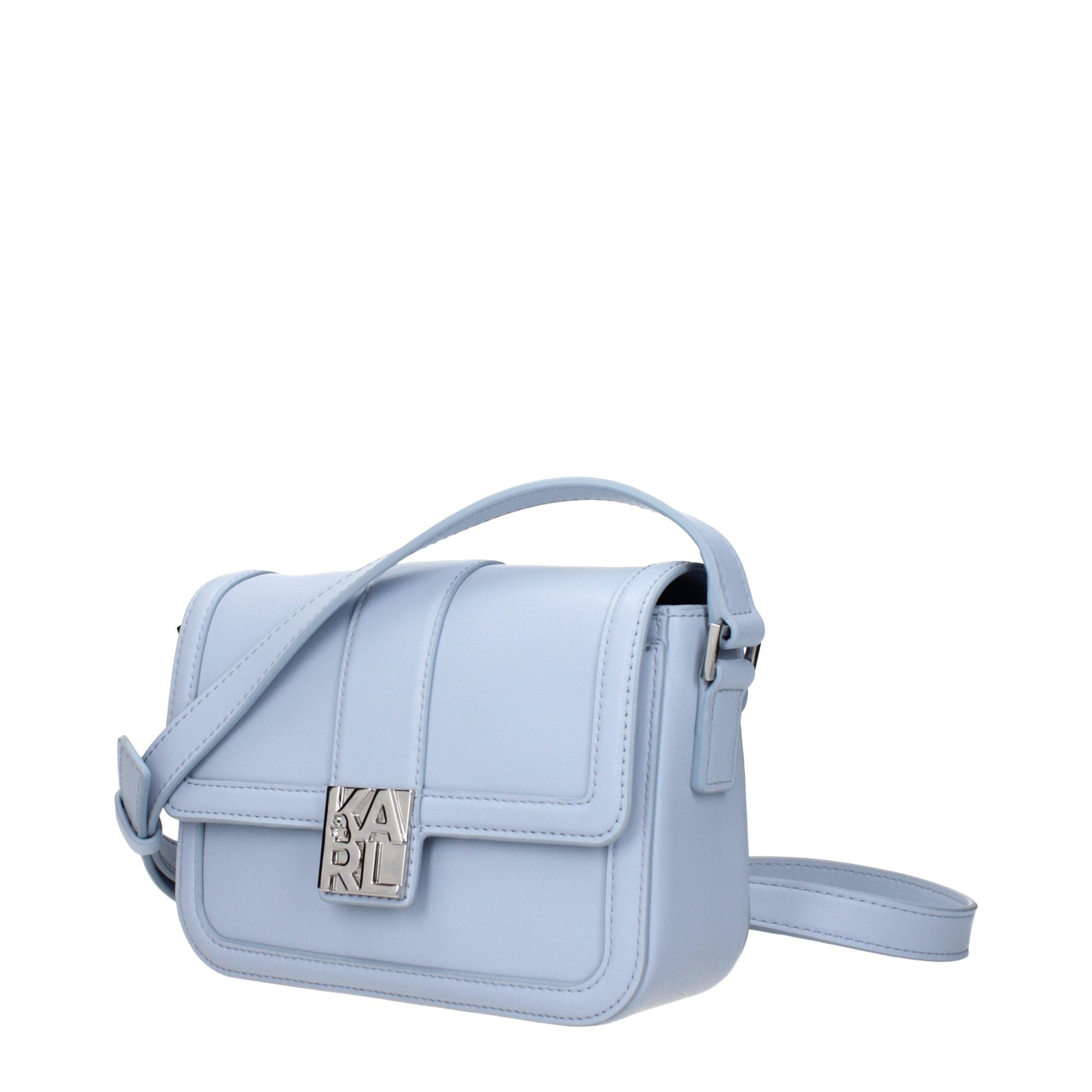 Karl Lagerfeld Hellblaue Umhängetasche aus Leder