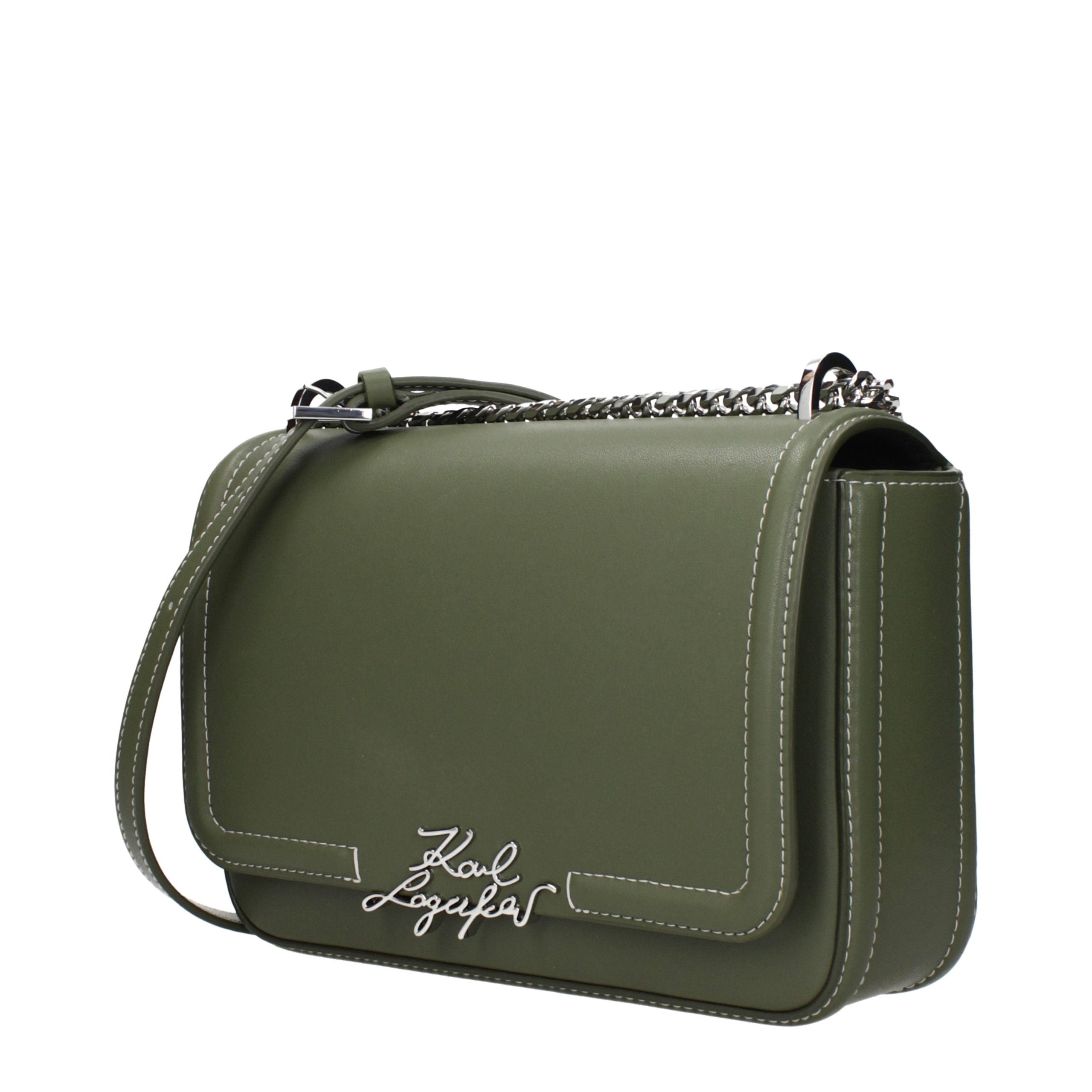 Karl Lagerfeld Grüne Leder Schultertasche