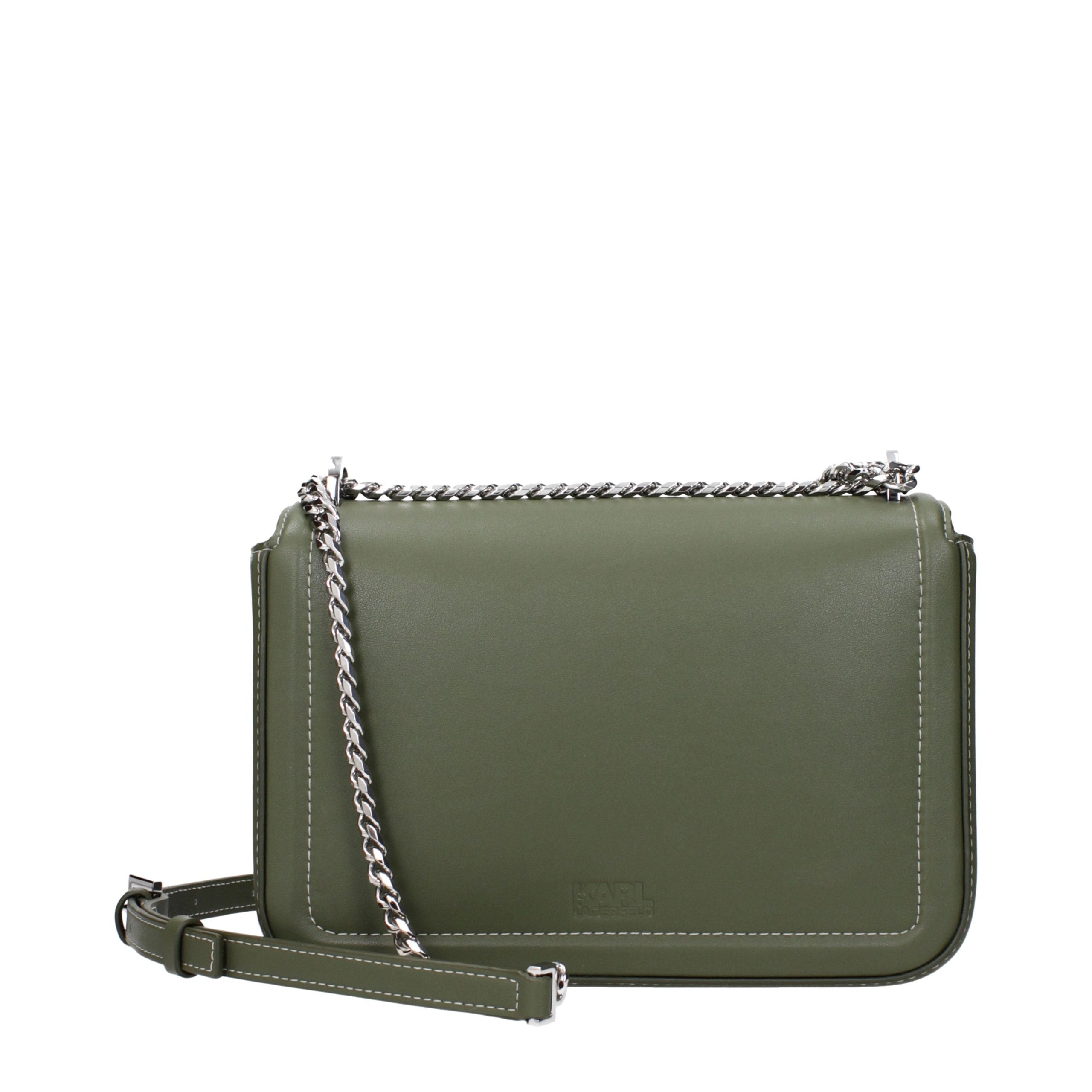 Karl Lagerfeld Grüne Leder Schultertasche