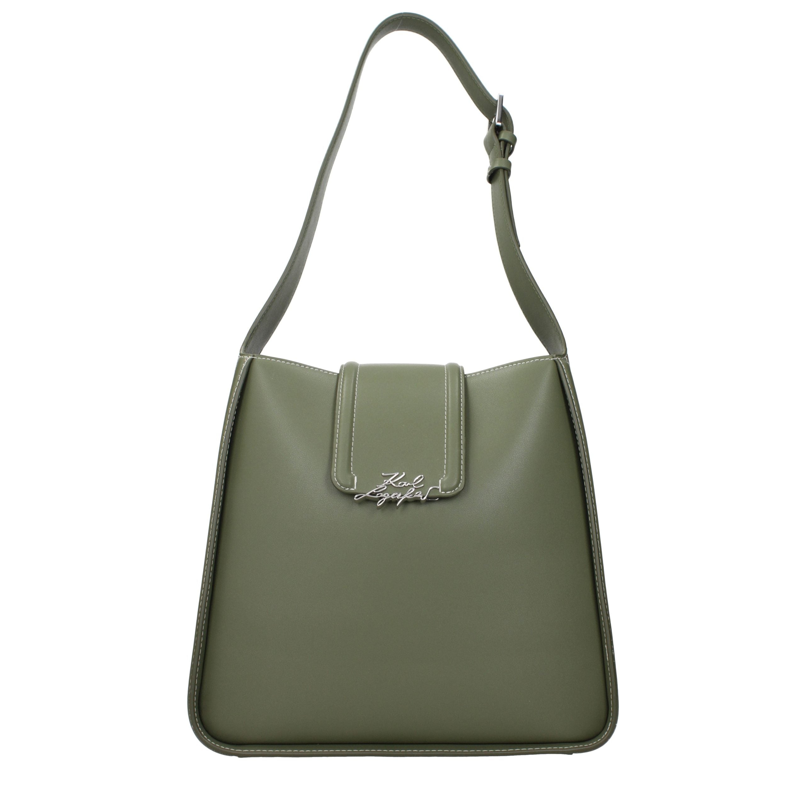 Karl Lagerfeld Grüne Leder Schultertasche
