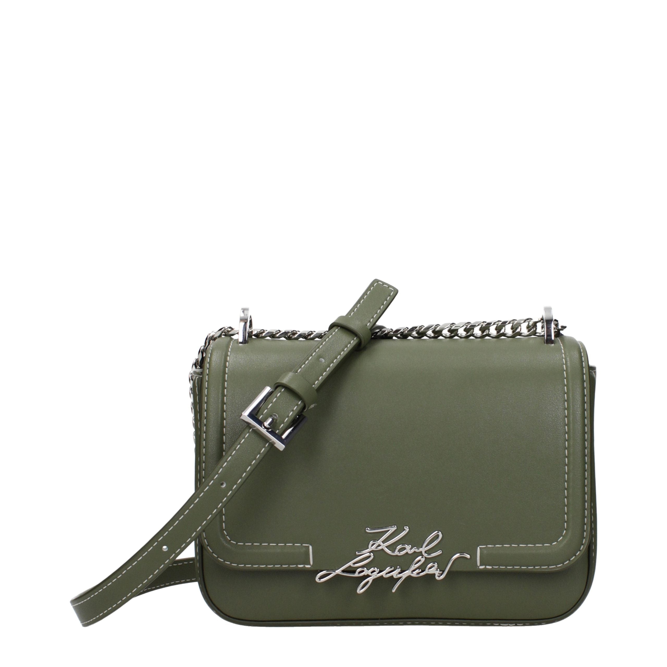 Karl Lagerfeld Grüne Leder Crossbody Tasche