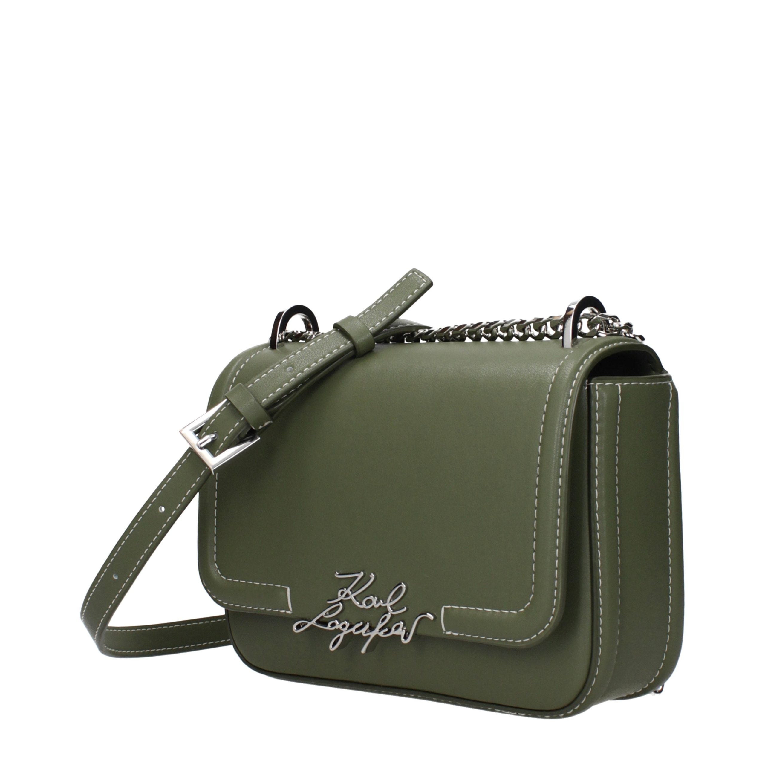 Karl Lagerfeld Grüne Leder Crossbody Tasche