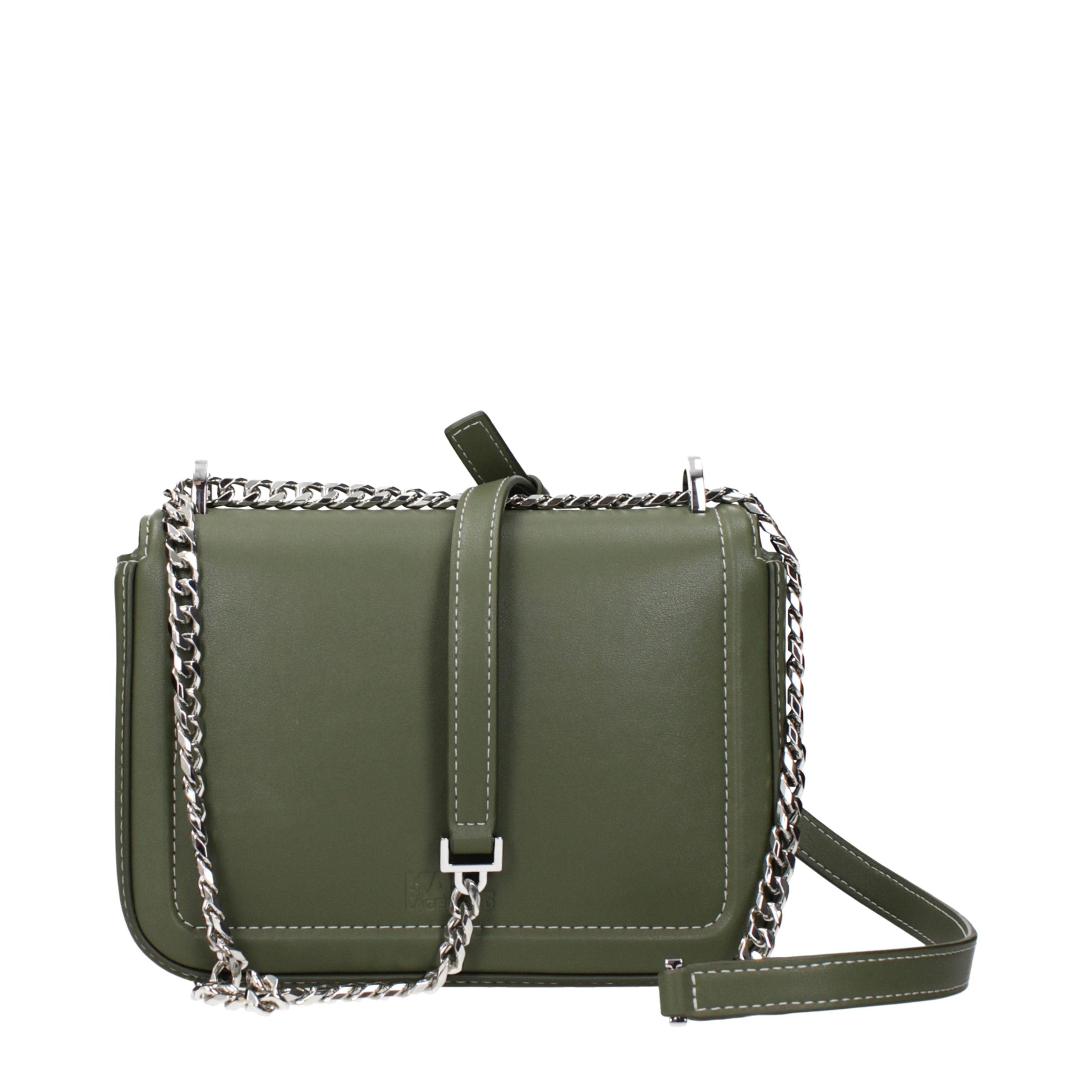 Karl Lagerfeld Grüne Leder Crossbody Tasche
