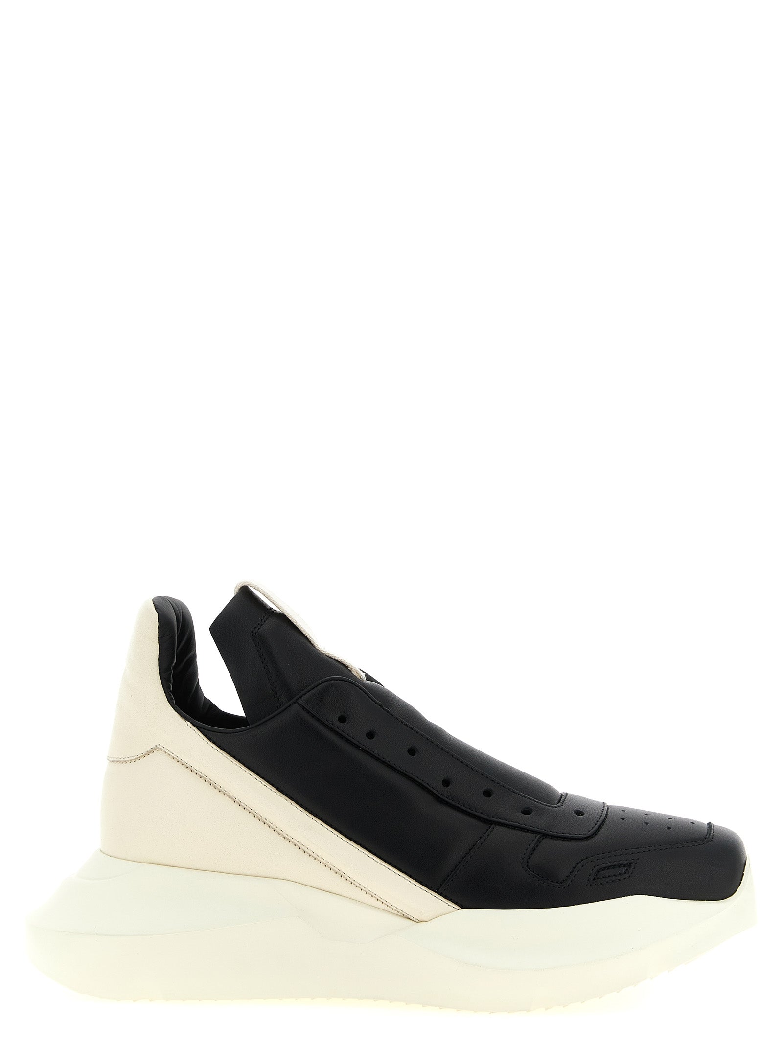 Rick Owens Zweifarbige Kalbsleder-Sneaker mit Chunky-Sohle