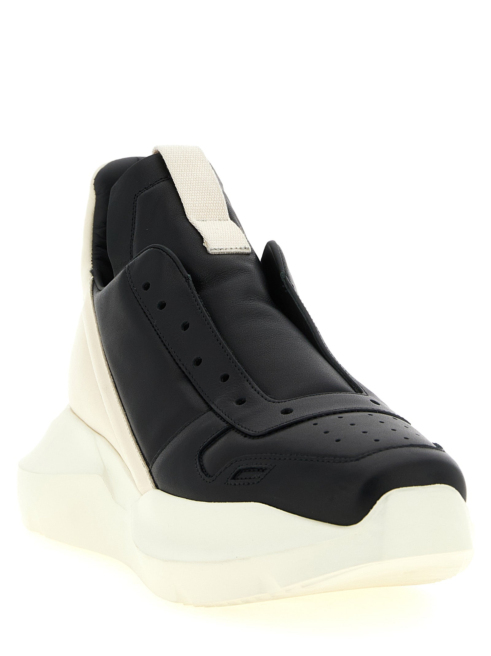 Rick Owens Zweifarbige Kalbsleder-Sneaker mit Chunky-Sohle