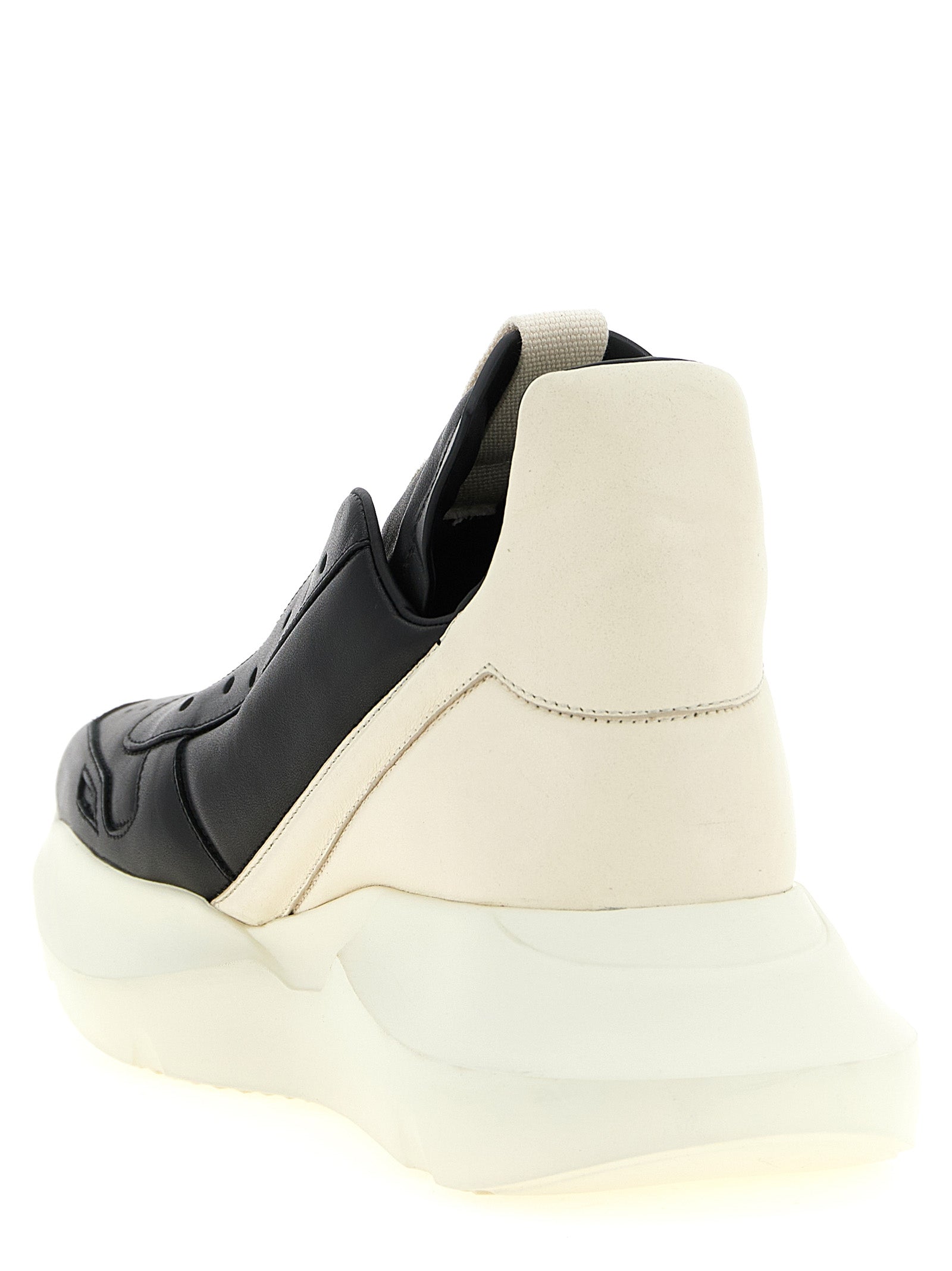 Rick Owens Zweifarbige Kalbsleder-Sneaker mit Chunky-Sohle