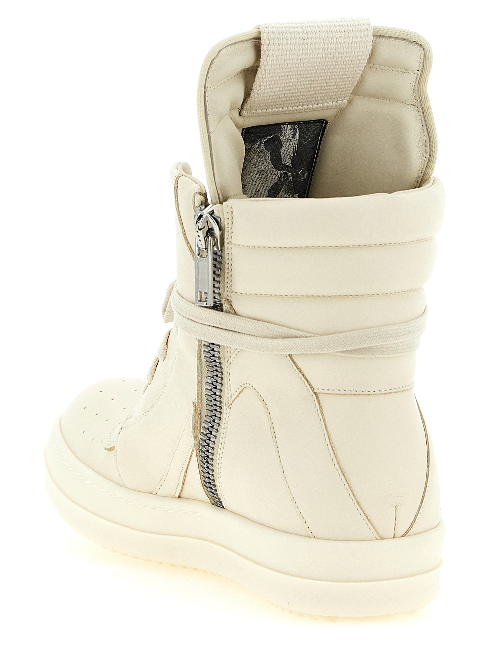 Rick Owens Weiße Kalbsleder High-Top-Sneaker
