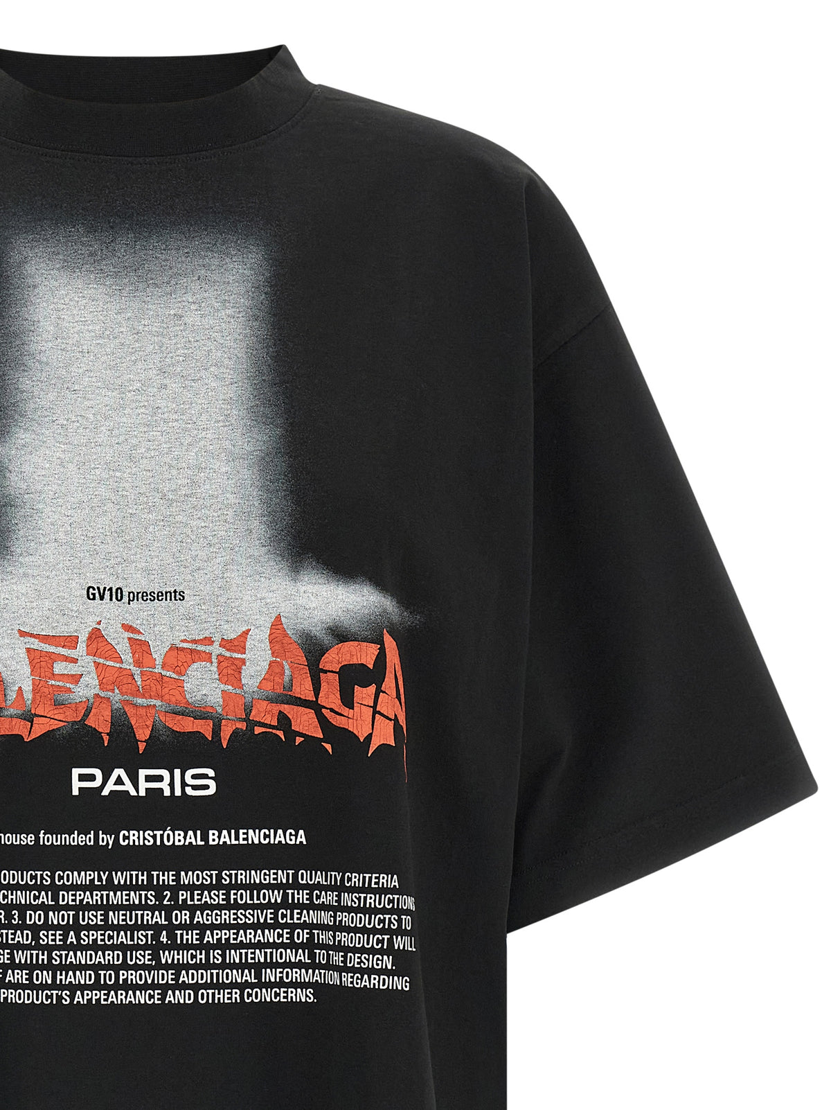 Balenciaga Schwarzes Baumwoll-T-Shirt
