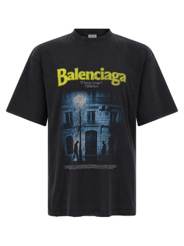 Balenciaga Schwarzes Baumwoll-T-Shirt