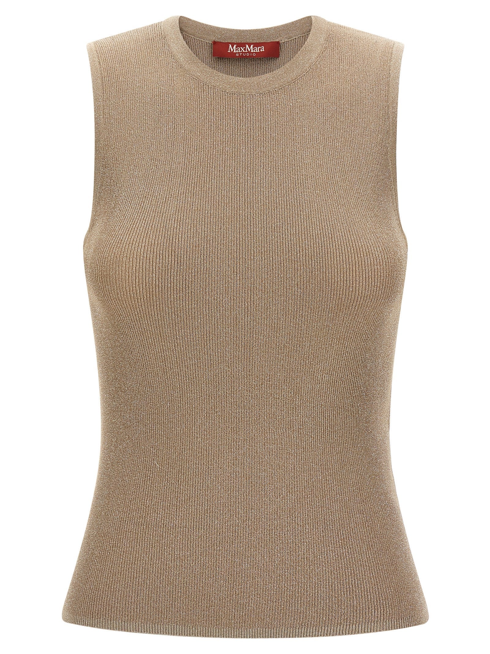 Max Mara Ärmelloses T-Shirt aus beigem Polyamid