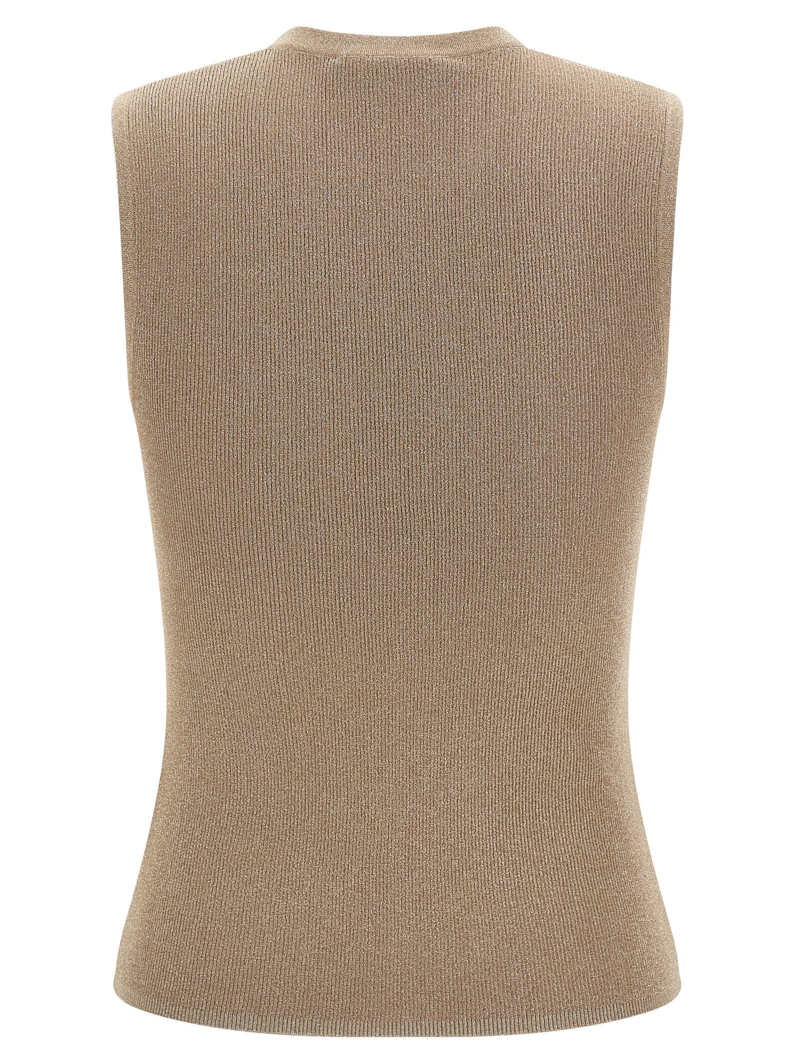 Max Mara Ärmelloses T-Shirt aus beigem Polyamid