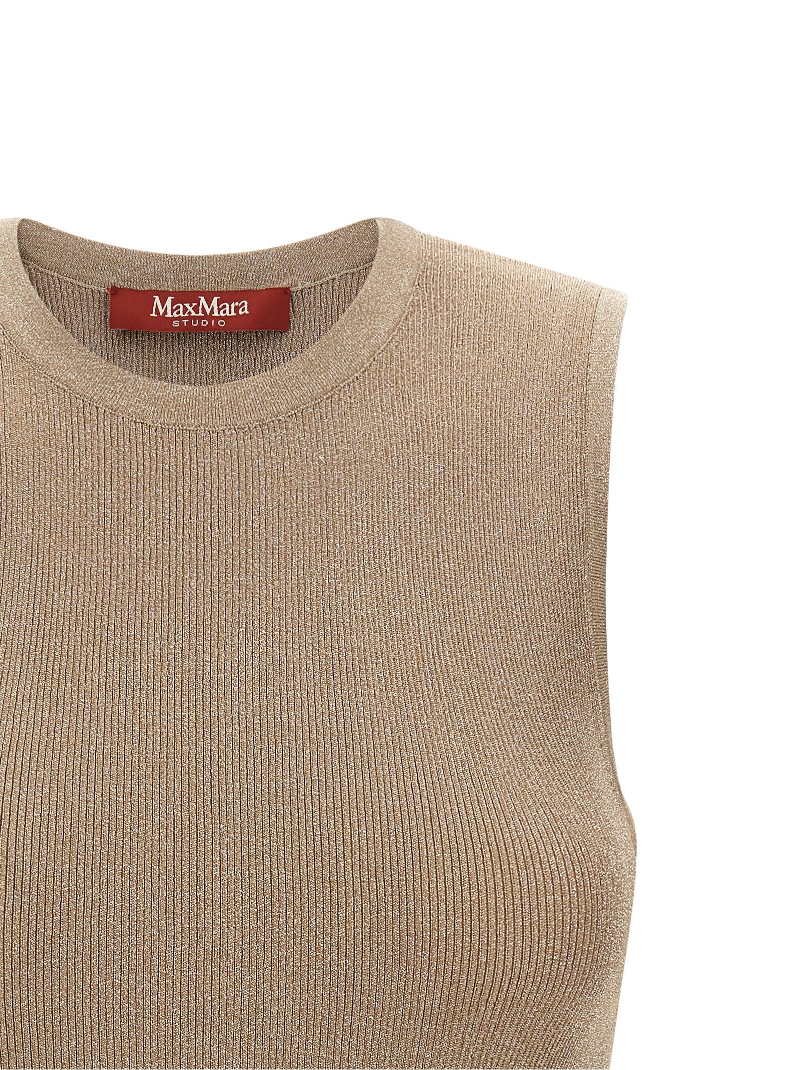 Max Mara Ärmelloses T-Shirt aus beigem Polyamid