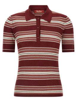Max Mara Bordeauxfarbenes Seiden-Poloshirt