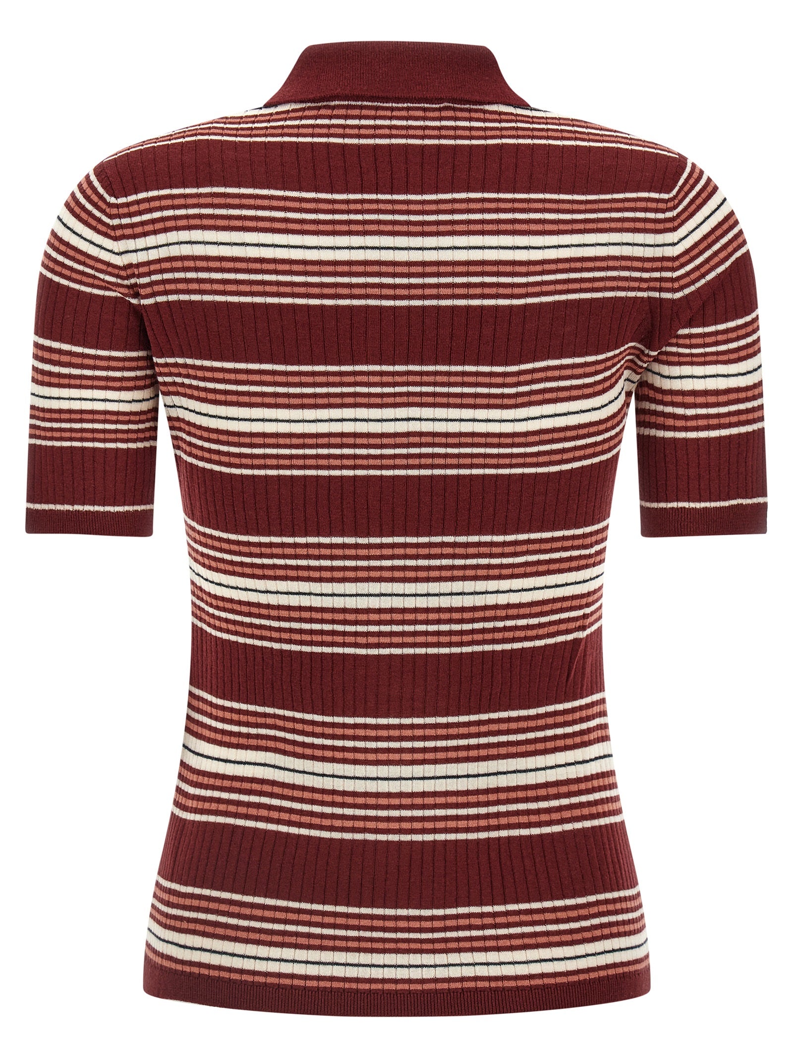 Max Mara Bordeauxfarbenes Seiden-Poloshirt