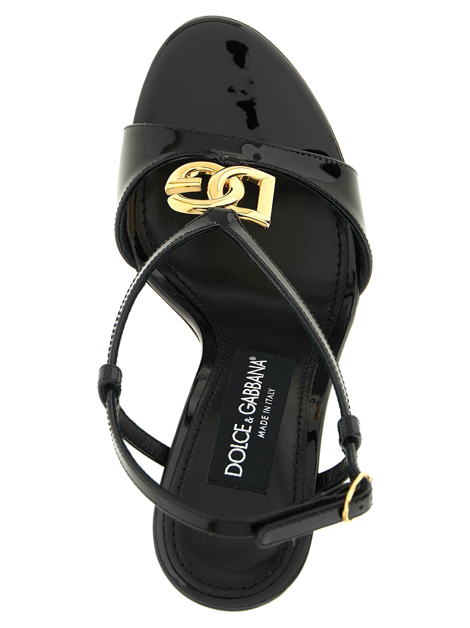 Dolce & Gabbana Schwarze Stiletto-Sandalen aus Kalbsleder