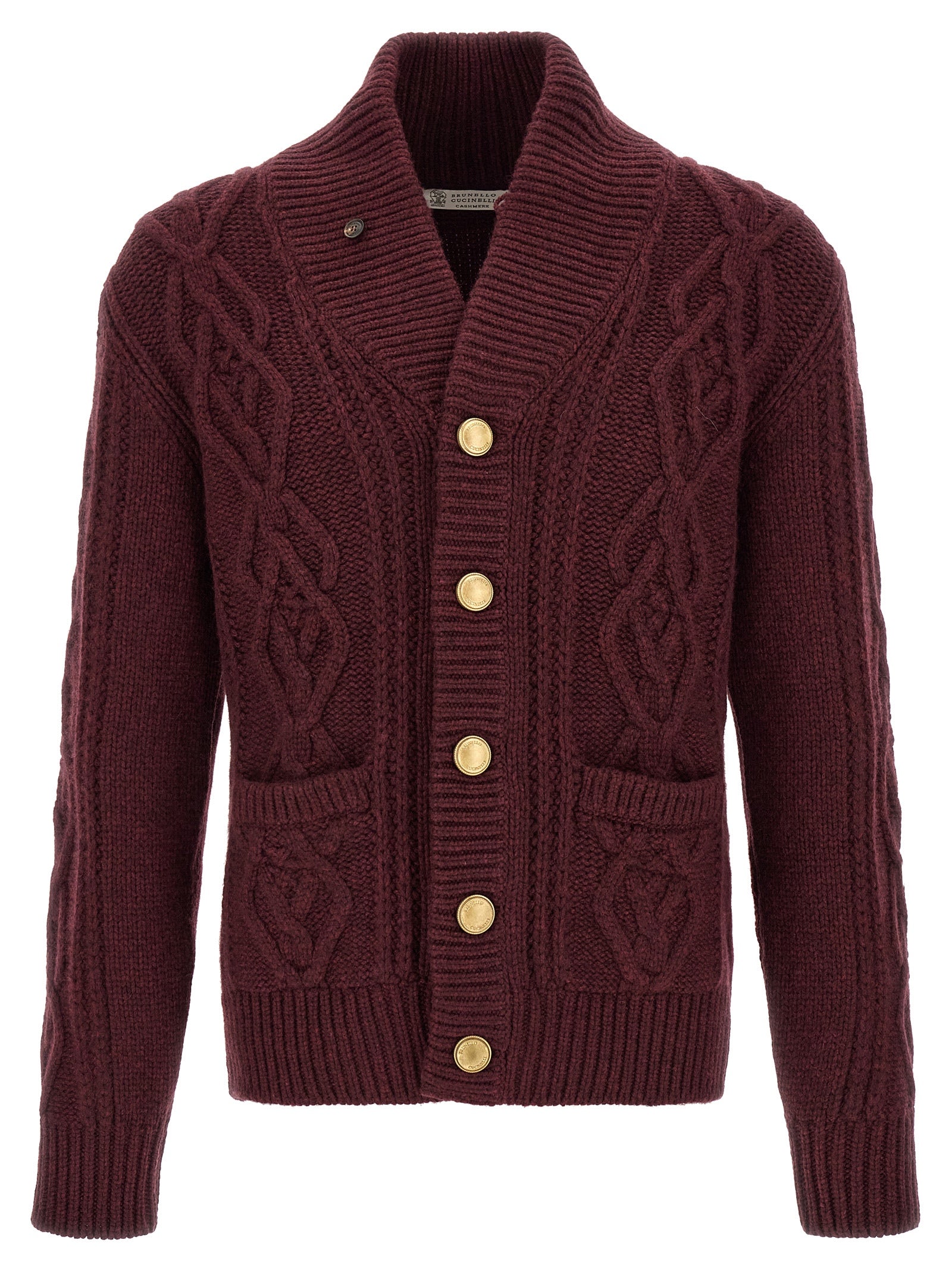 Brunello Cucinelli Kaschmir-Strickjacke in Bordeaux