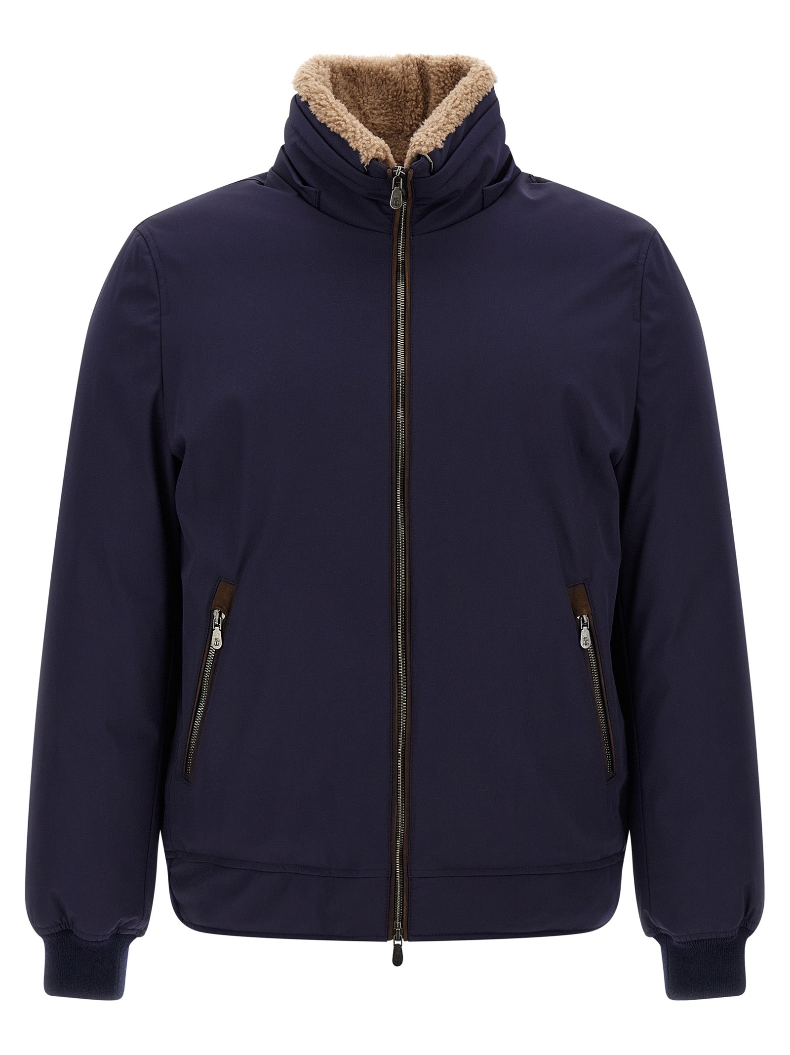 Brunello Cucinelli Blaue Polyamid-Jacke in voller Länge