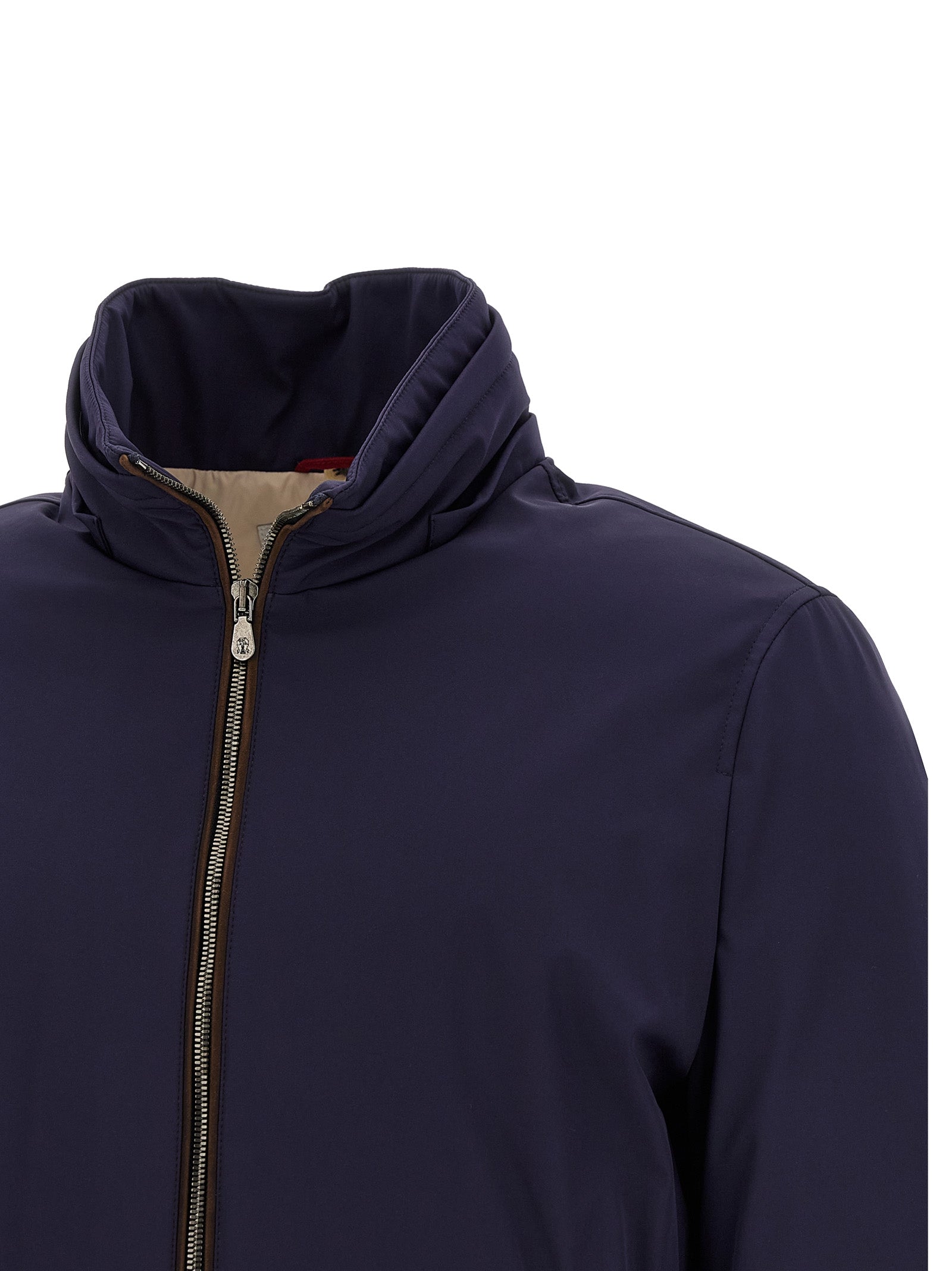 Brunello Cucinelli Blaue Polyamid-Jacke in voller Länge