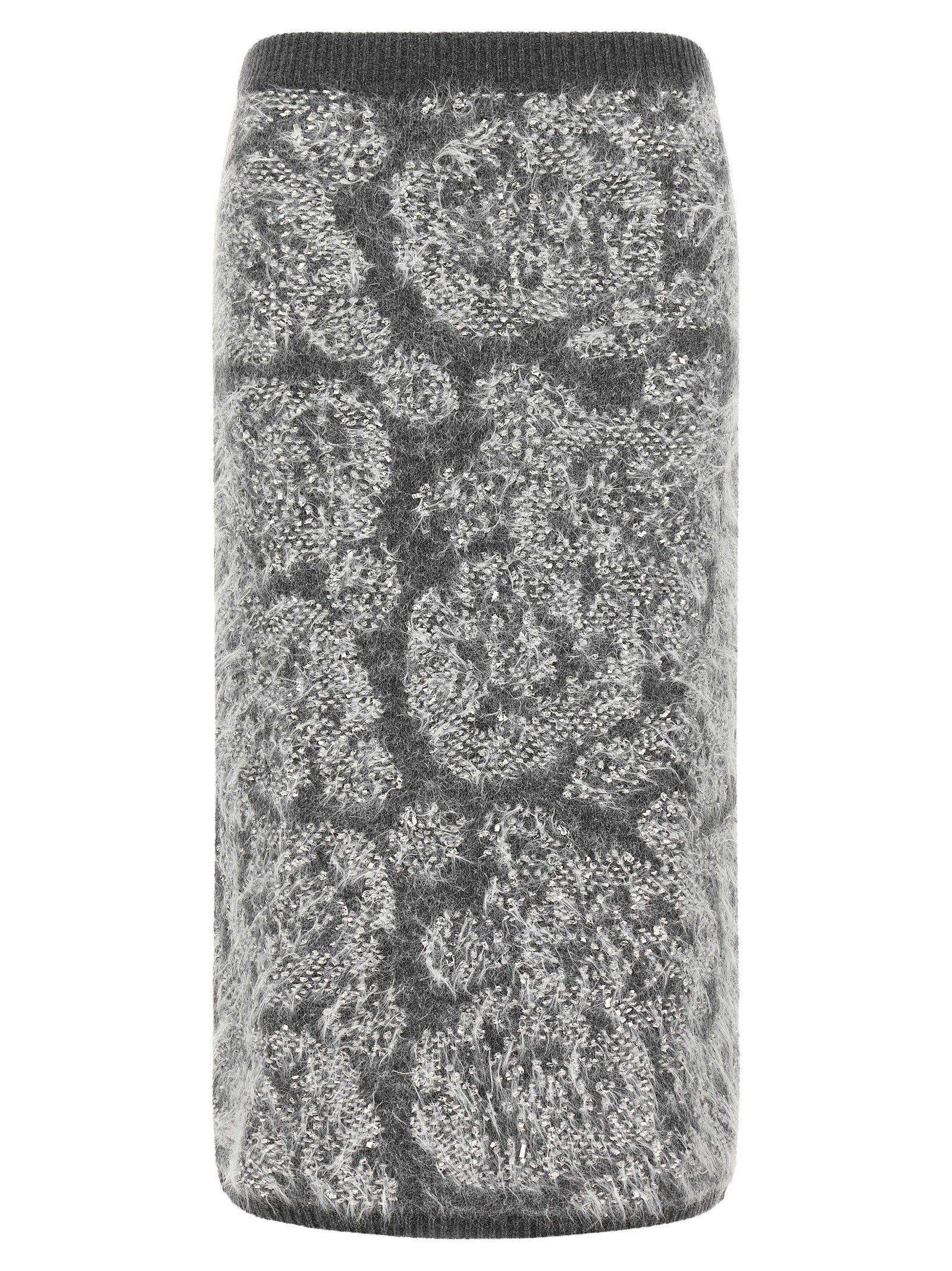 NUDE Elegante Graue Woll-Midi-Rock