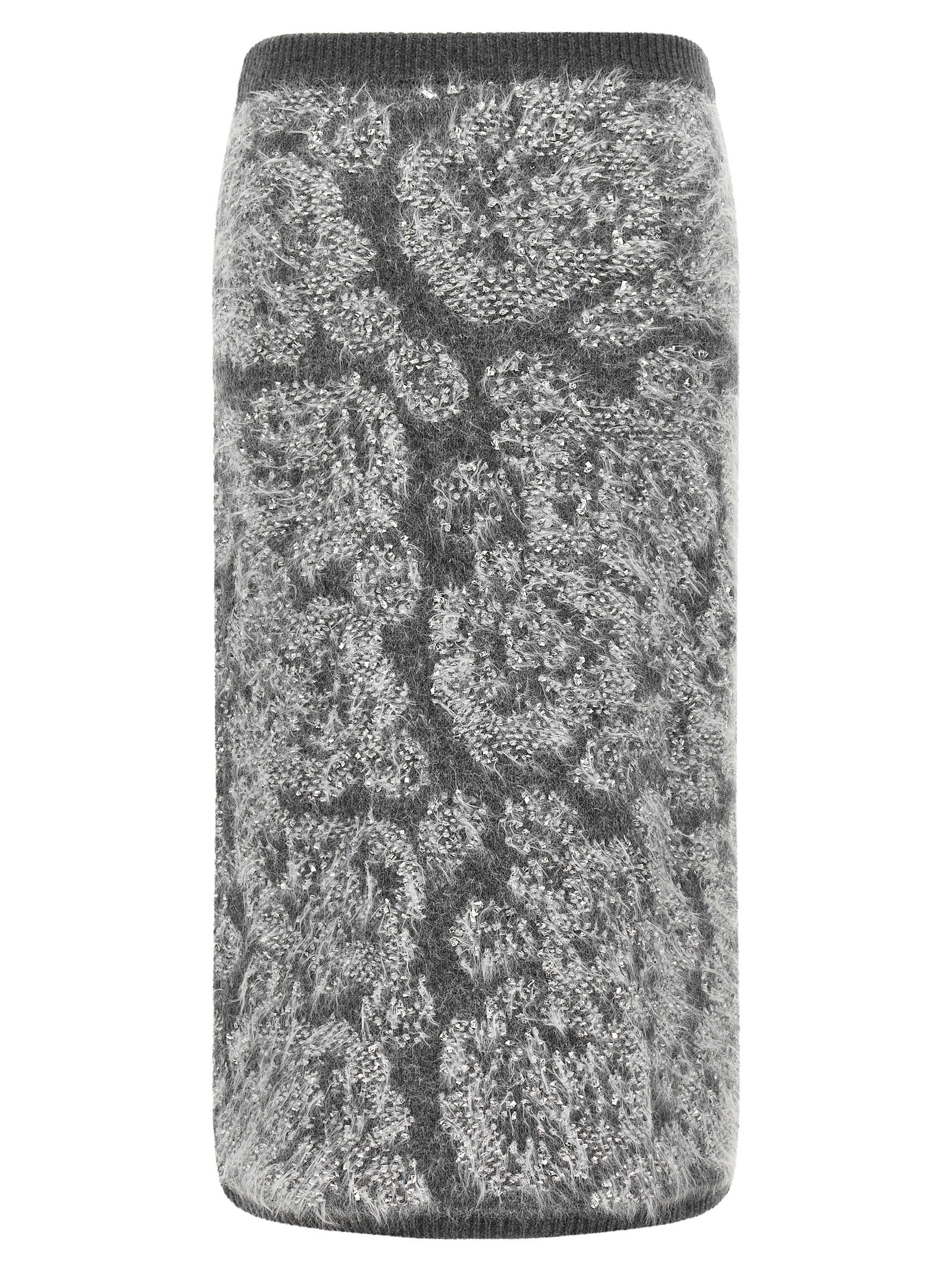 NUDE Elegante Graue Woll-Midi-Rock