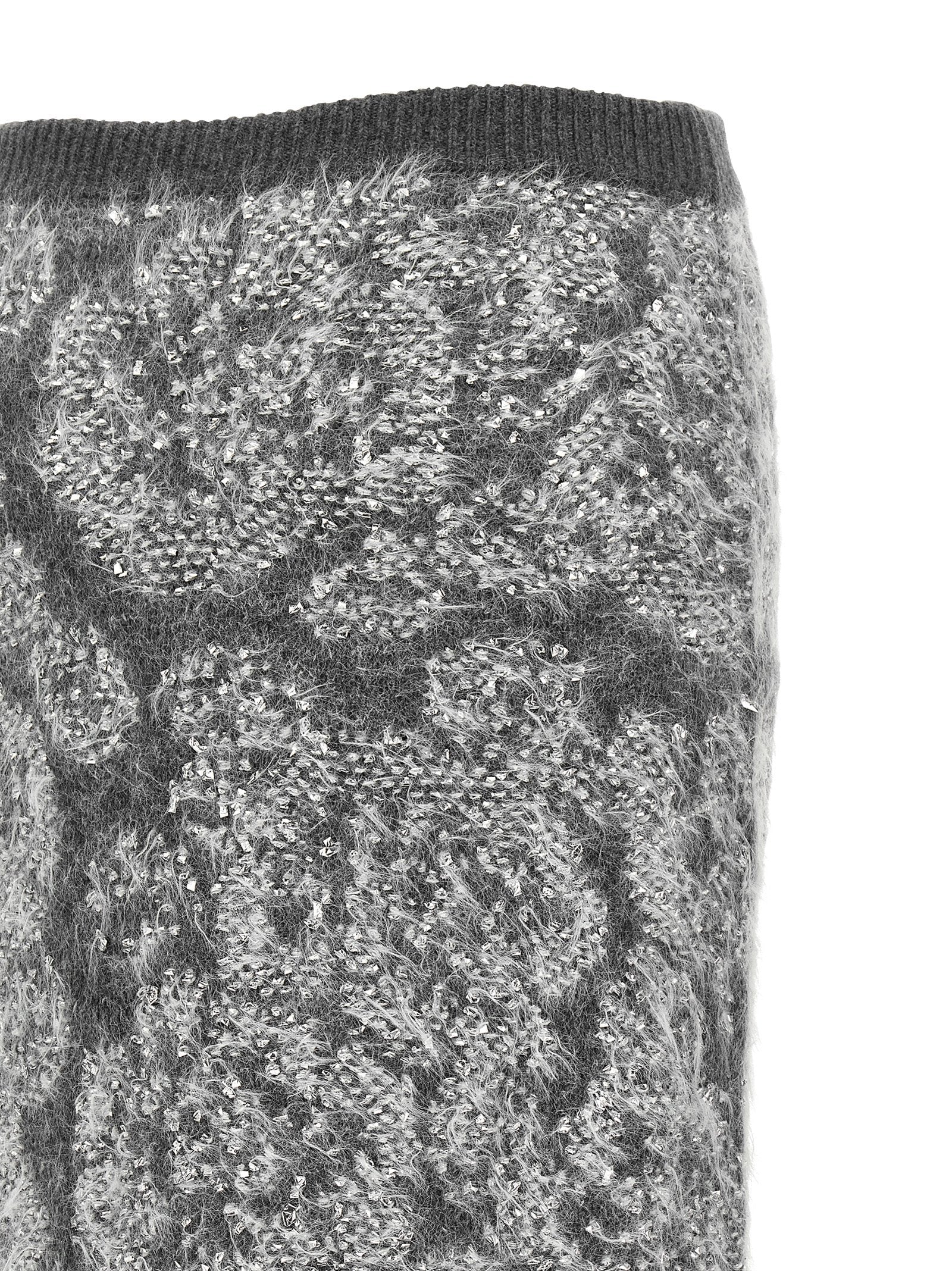 NUDE Elegante Graue Woll-Midi-Rock