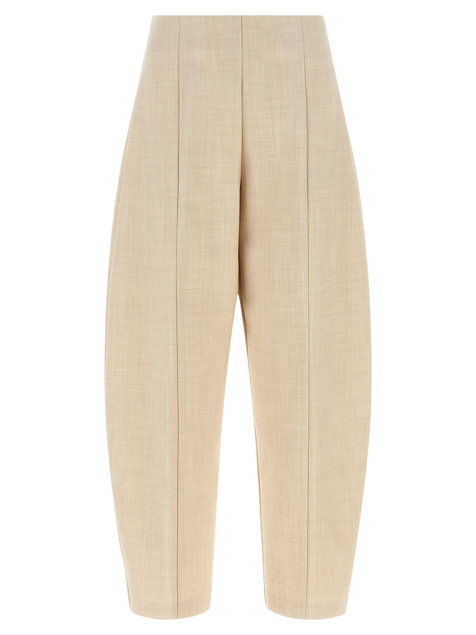 NUDE Beige Wollhose Cropped