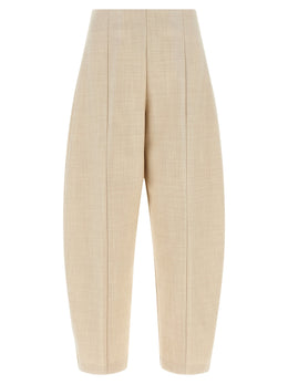 NUDE Beige Wollhose Cropped