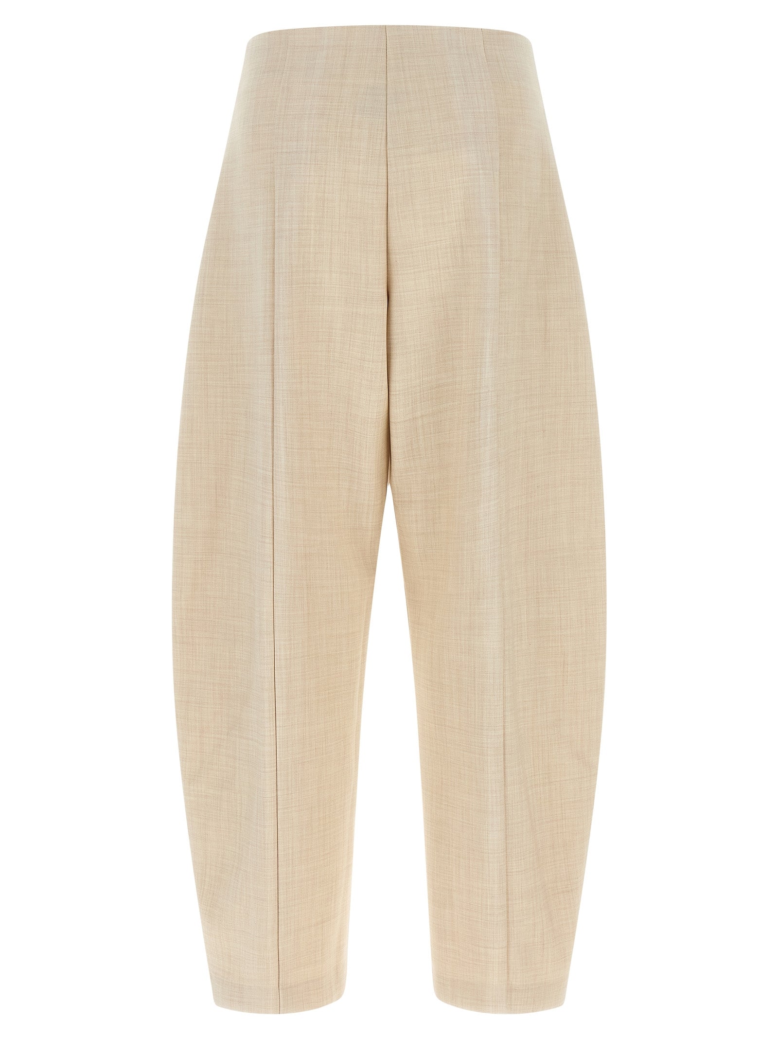 NUDE Beige Wollhose Cropped