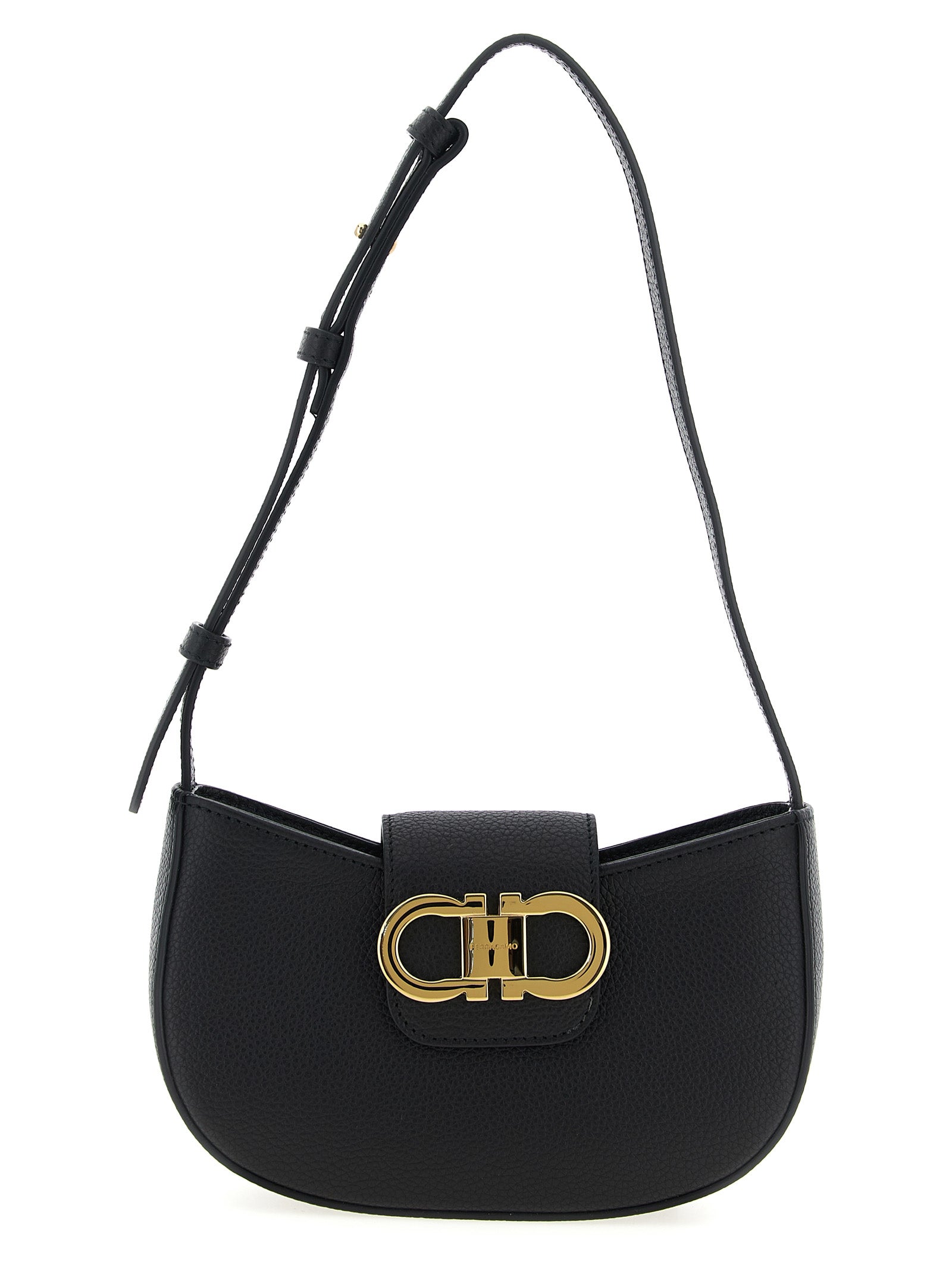 Ferragamo Schwarze Kalbsleder-Schultertasche
