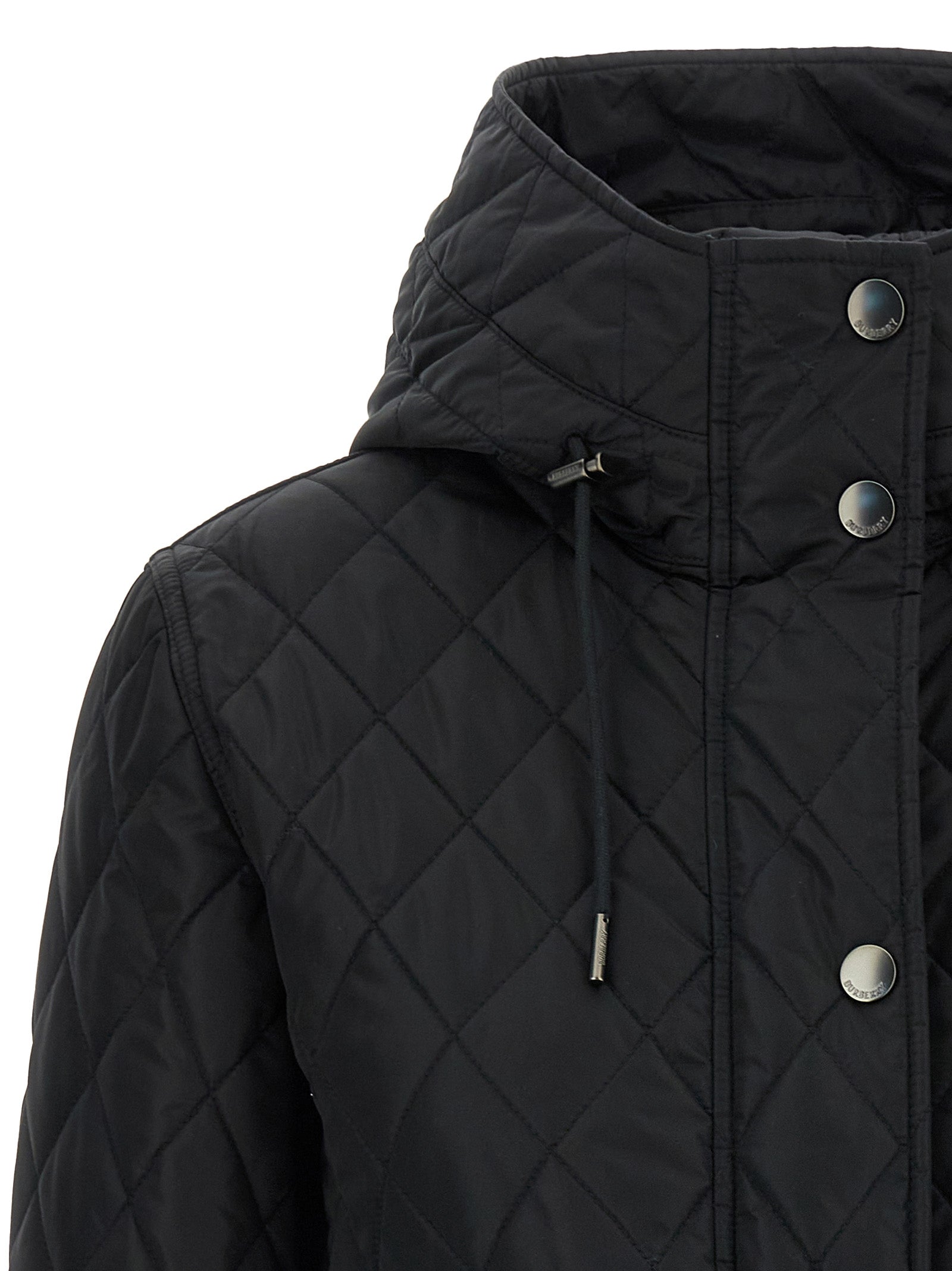 Burberry Schwarze Polyamid-Jacke in voller Länge