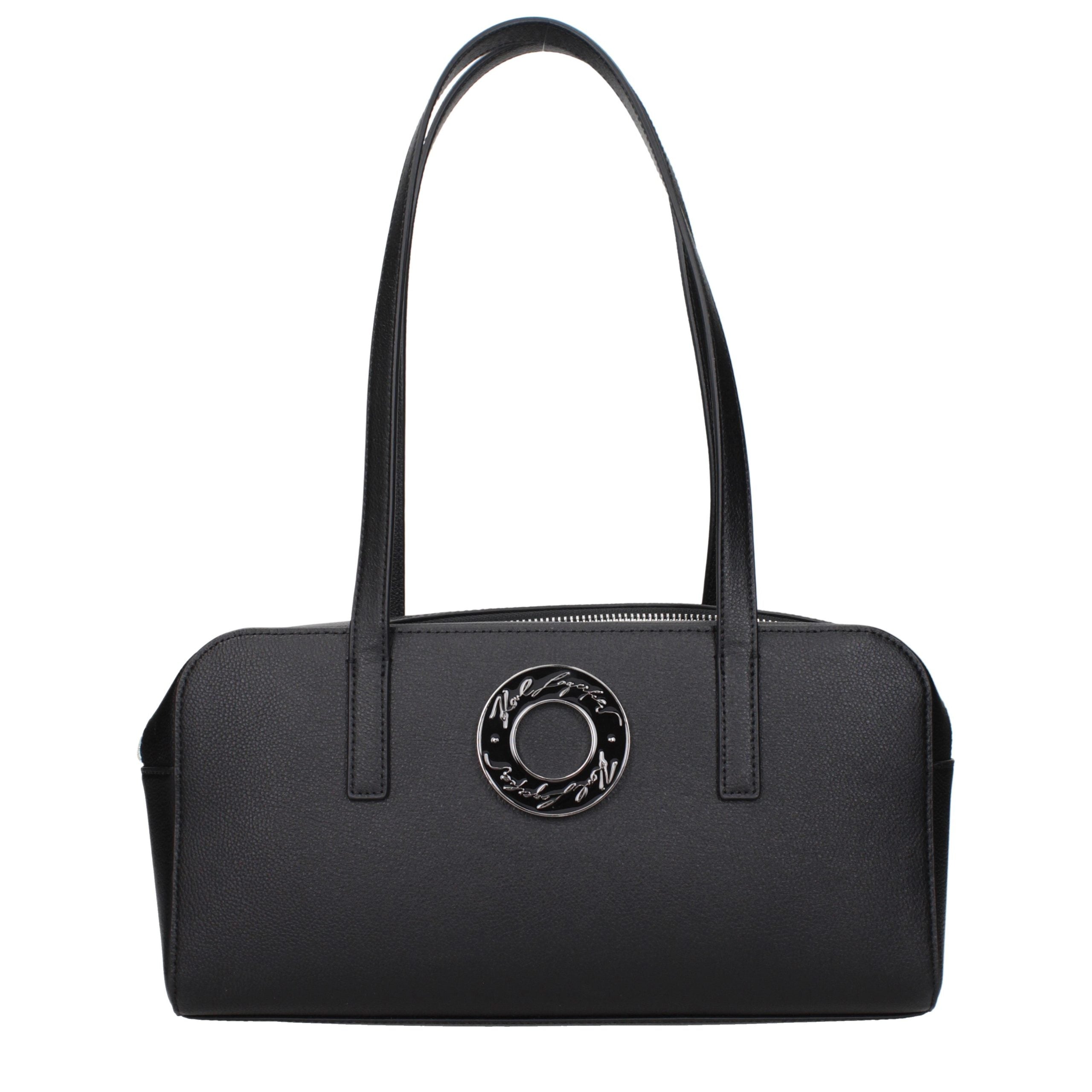 Karl Lagerfeld Schwarze Leder Umhängetasche