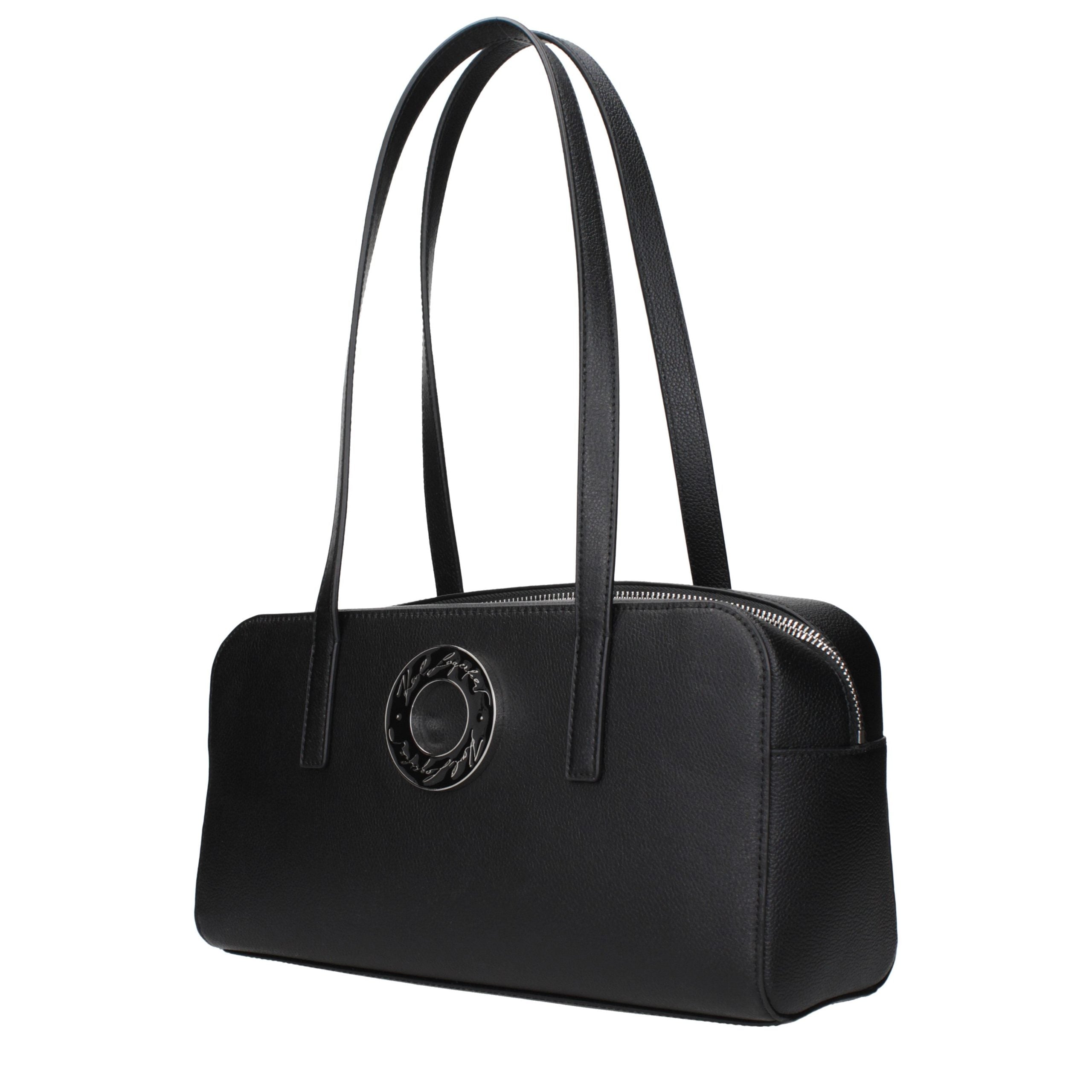 Karl Lagerfeld Schwarze Leder Umhängetasche