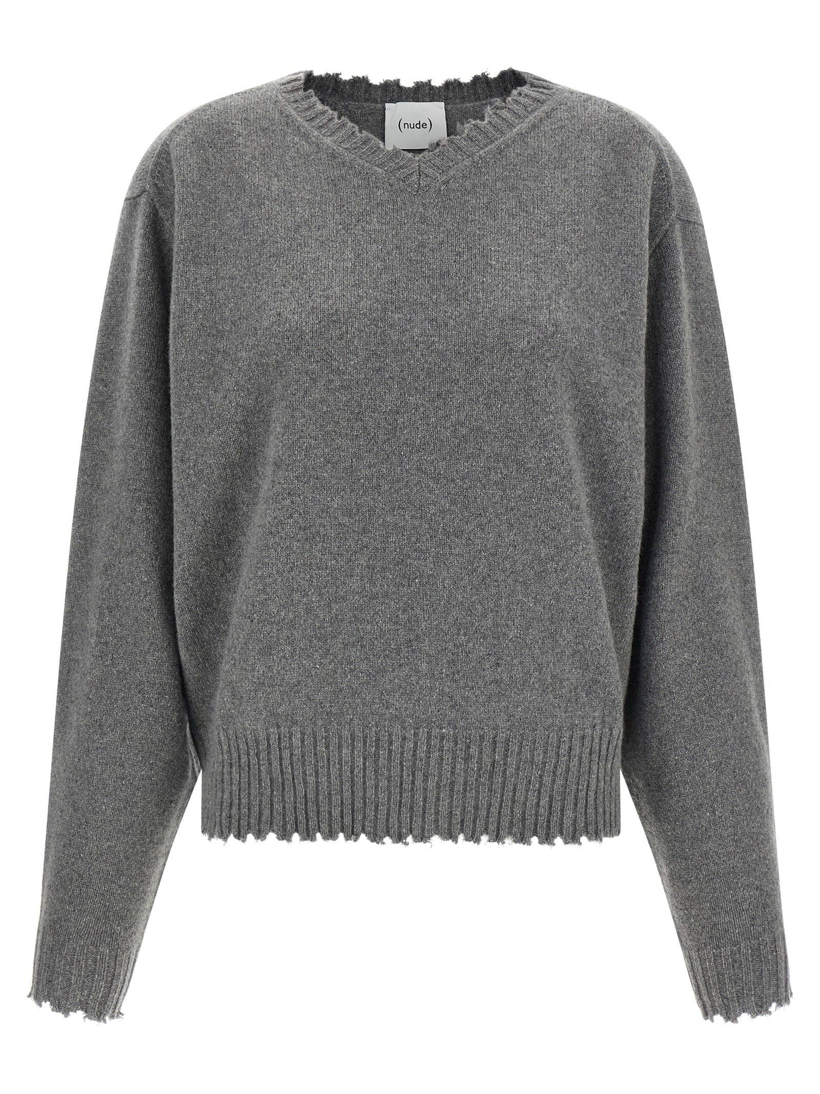NUDE Grauer Kaschmir-Strickjacke