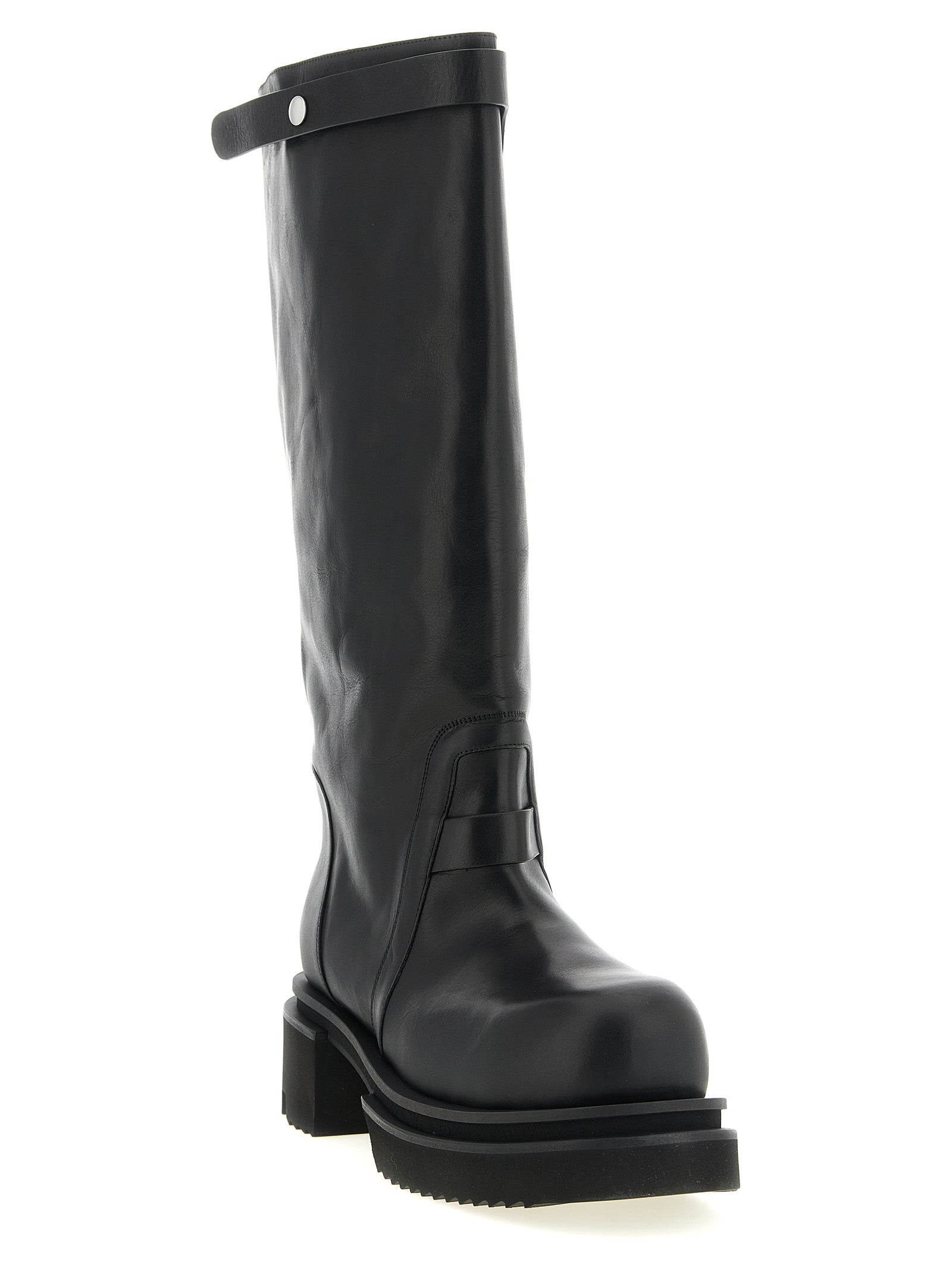 Rick Owens Schwarzes Kalbsleder Over-the-Knee