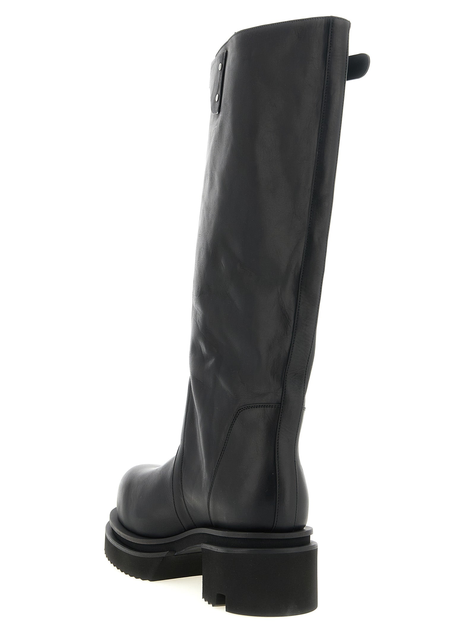 Rick Owens Schwarzes Kalbsleder Over-the-Knee