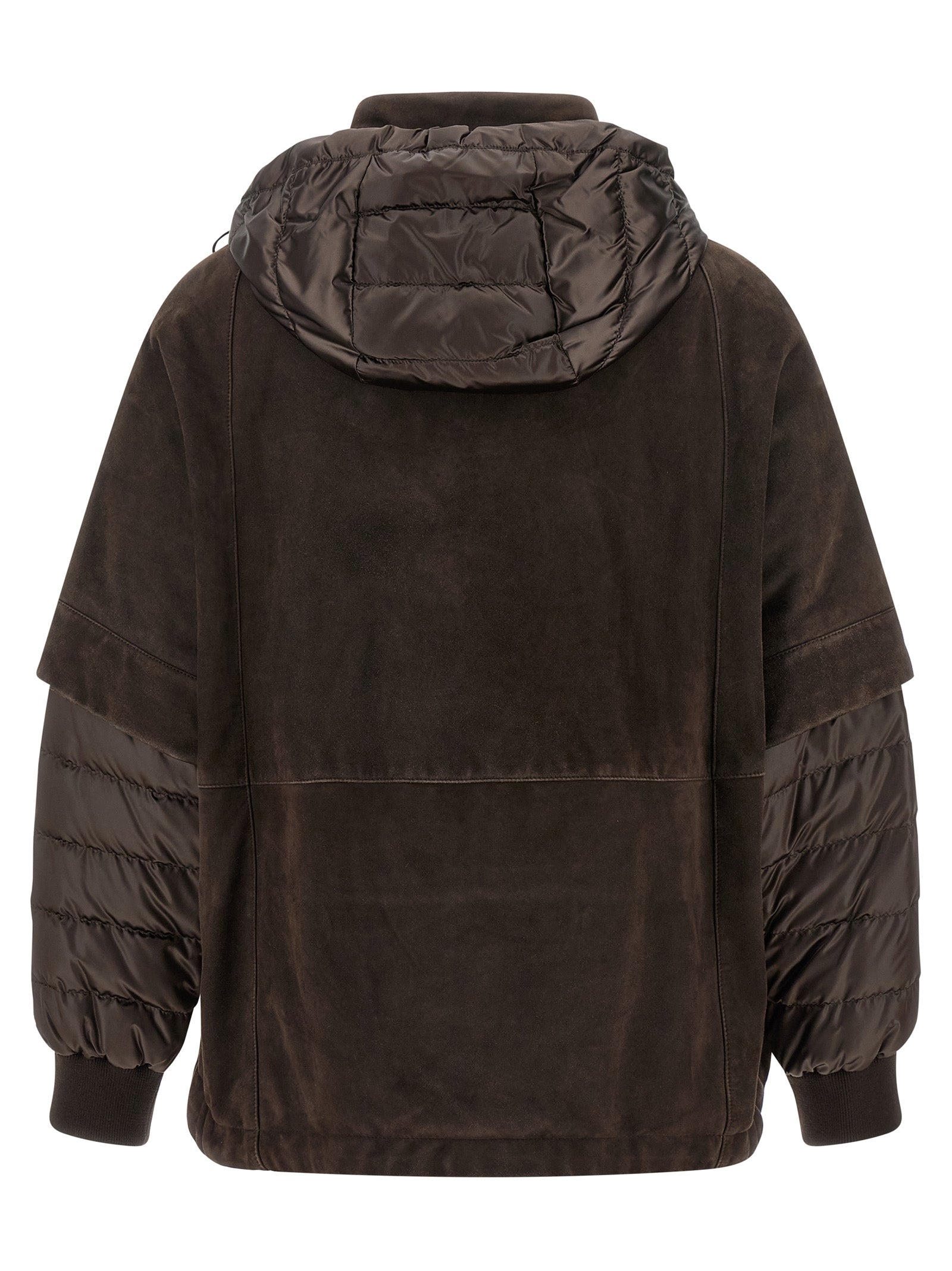 MooRER Braune Leder-Wolljacke
