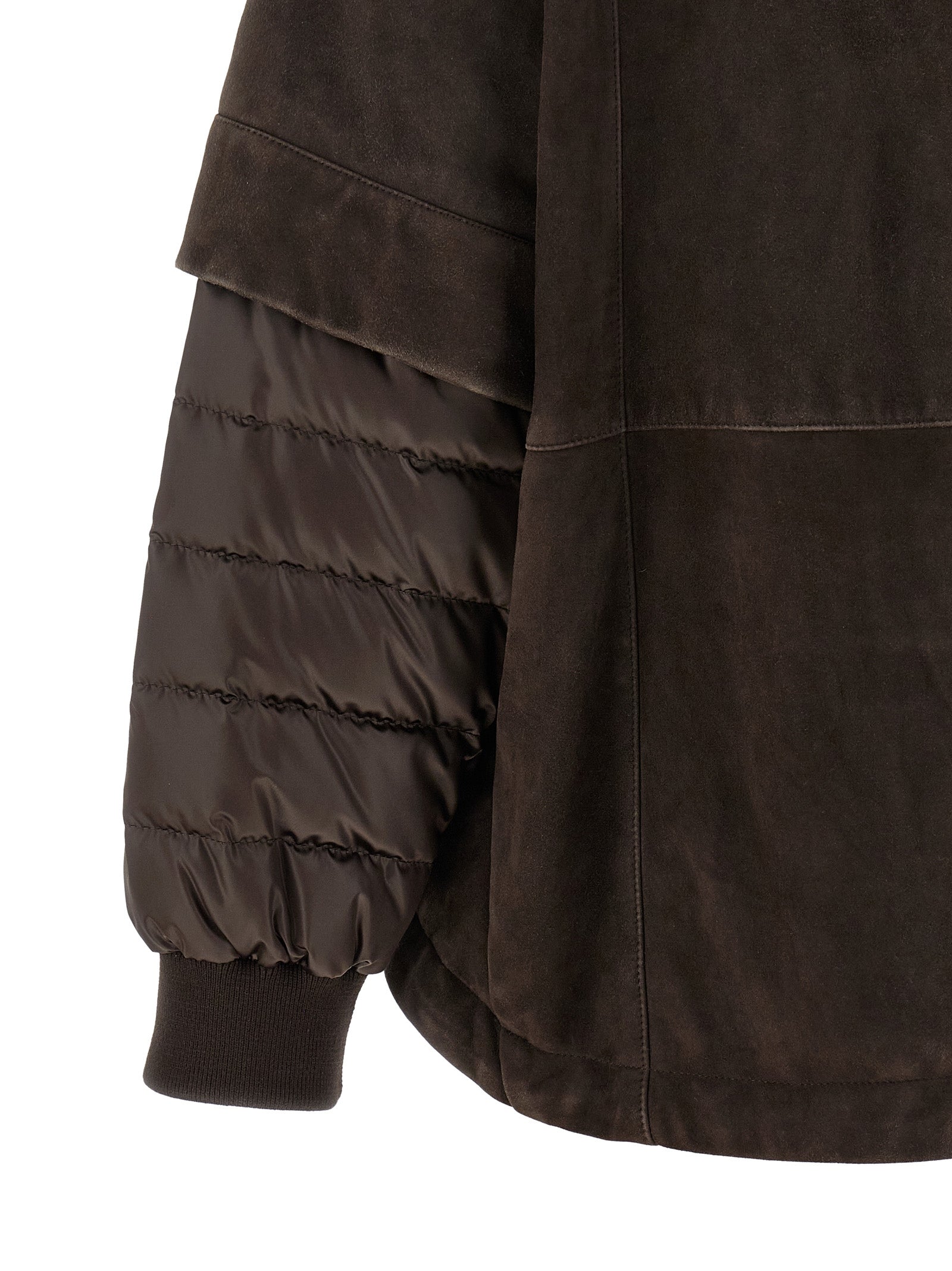 MooRER Braune Leder-Wolljacke
