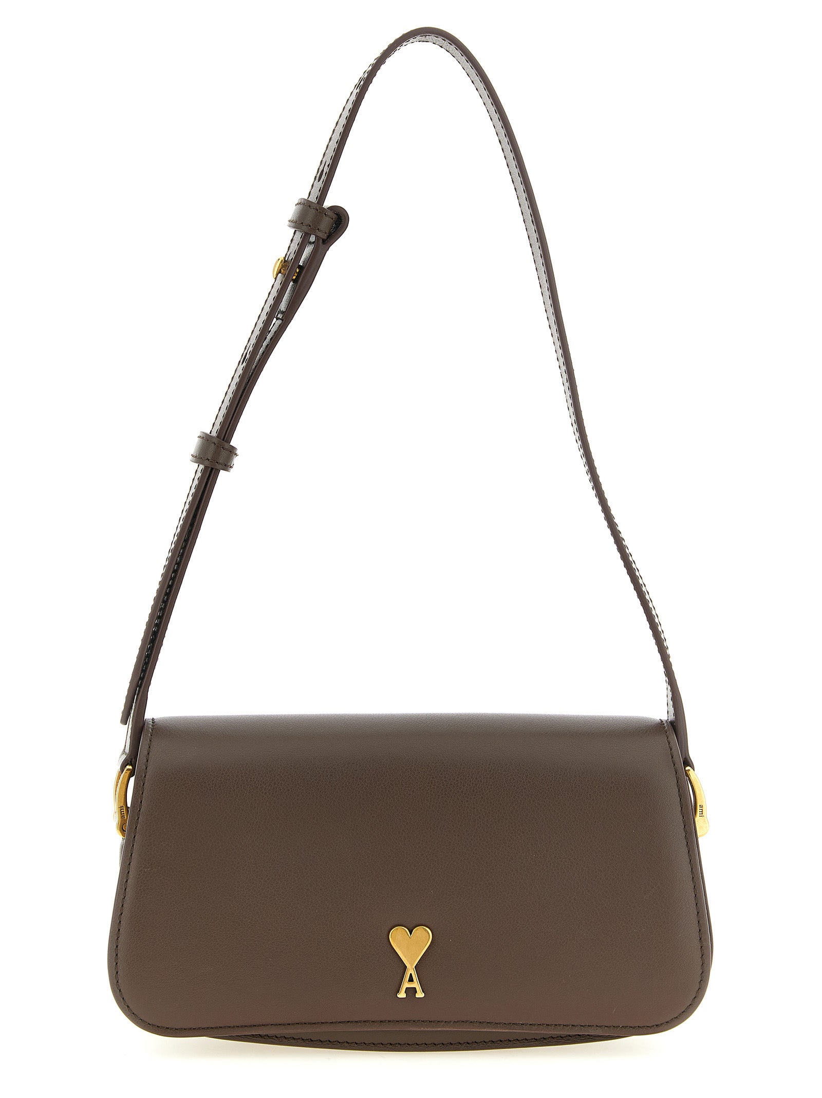 Ami Paris Braune Schultertasche aus Rindsleder