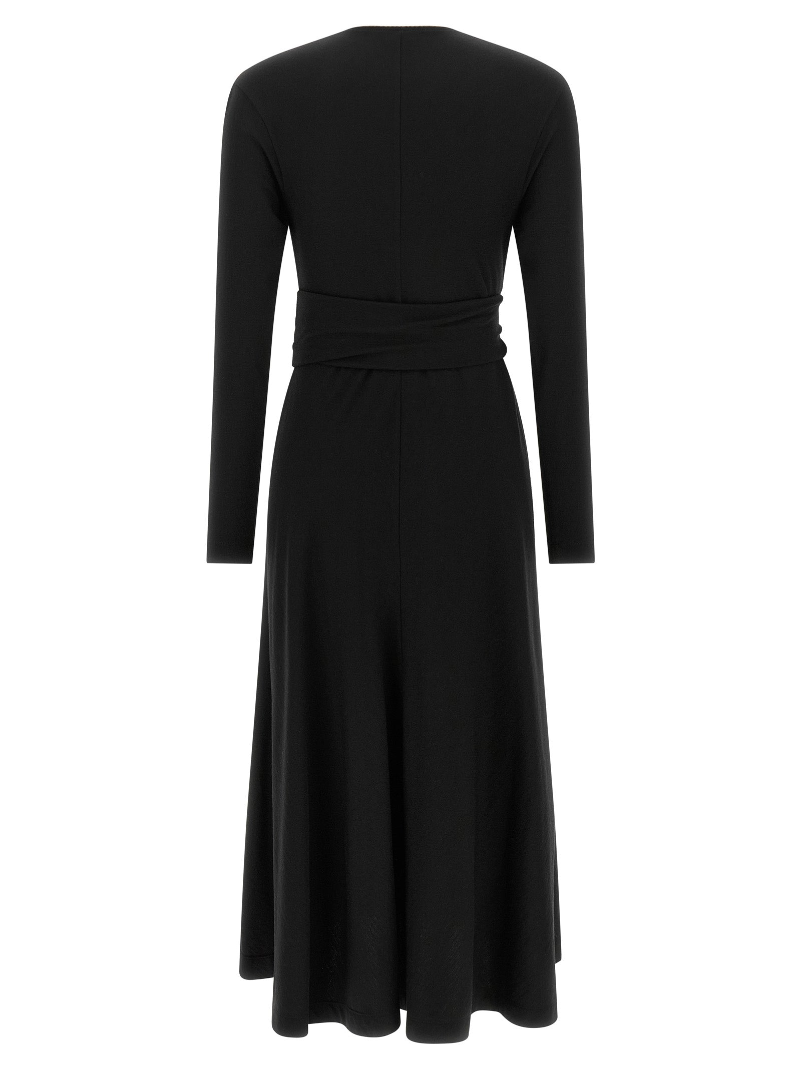 Brunello Cucinelli Schwarzes Midikleid aus reiner Schurwolle