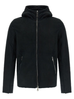 GIORGIO BRATO Schwarzes Lammleder-Sweatshirt