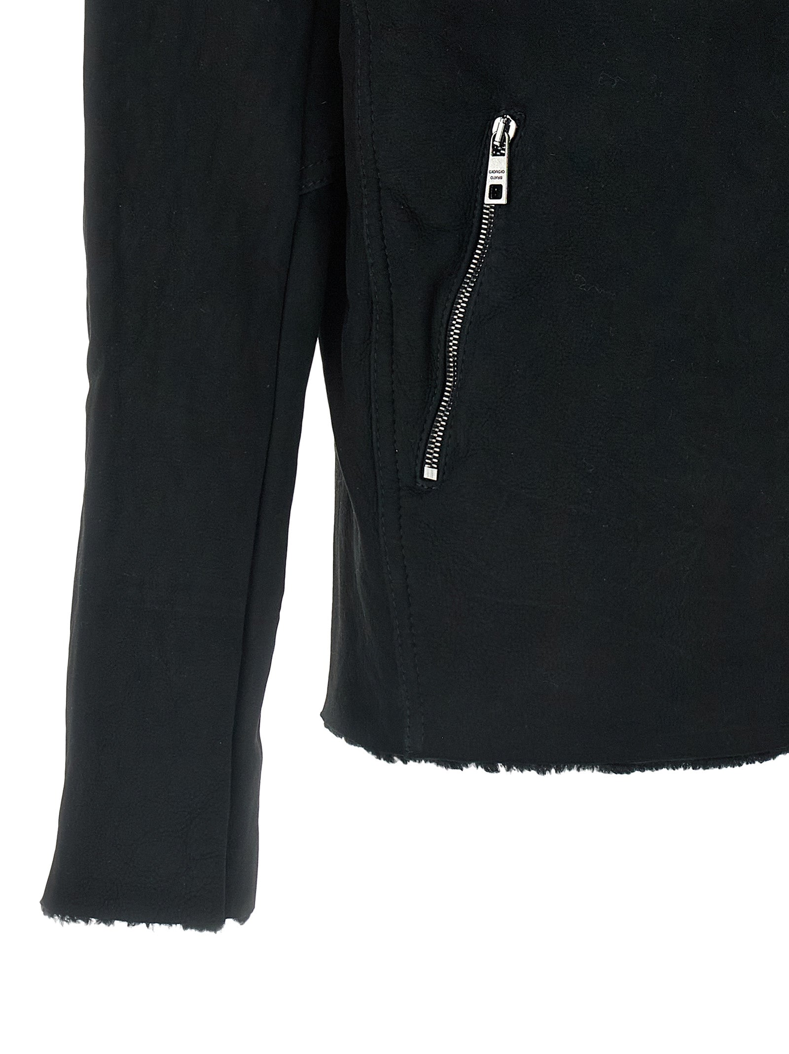 GIORGIO BRATO Schwarzes Lammleder-Sweatshirt