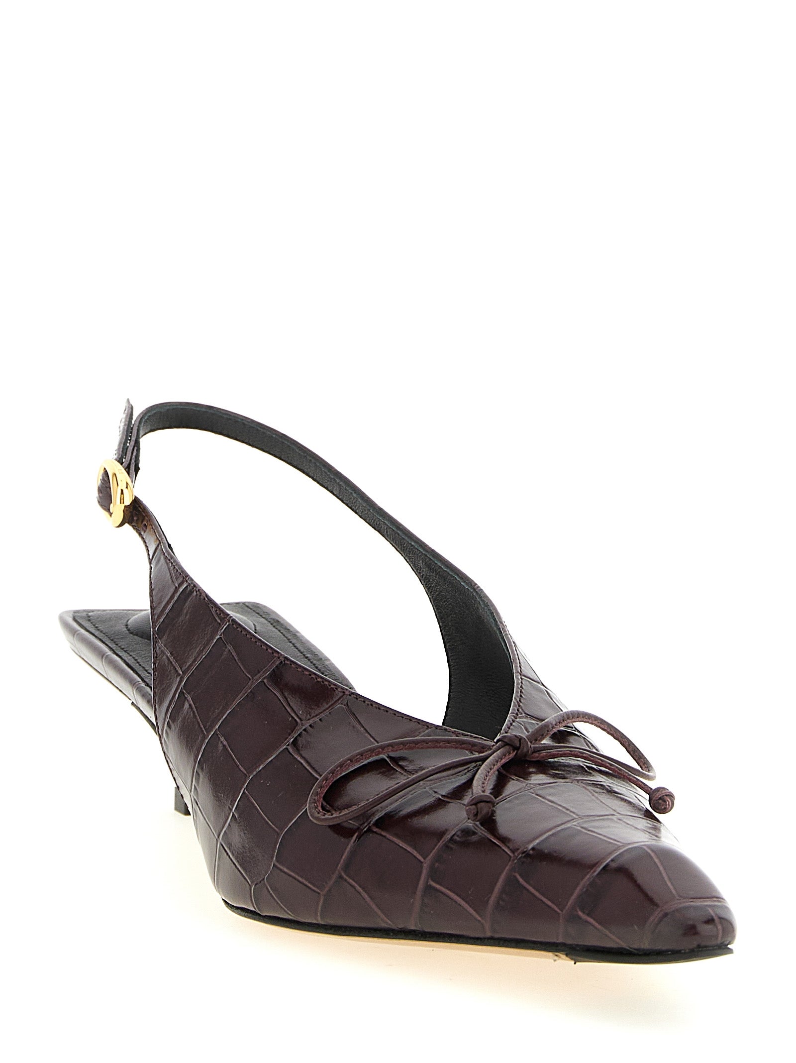 Jacquemus Pumps mit mittlerem Absatz aus bordeauxrotem Kalbsleder