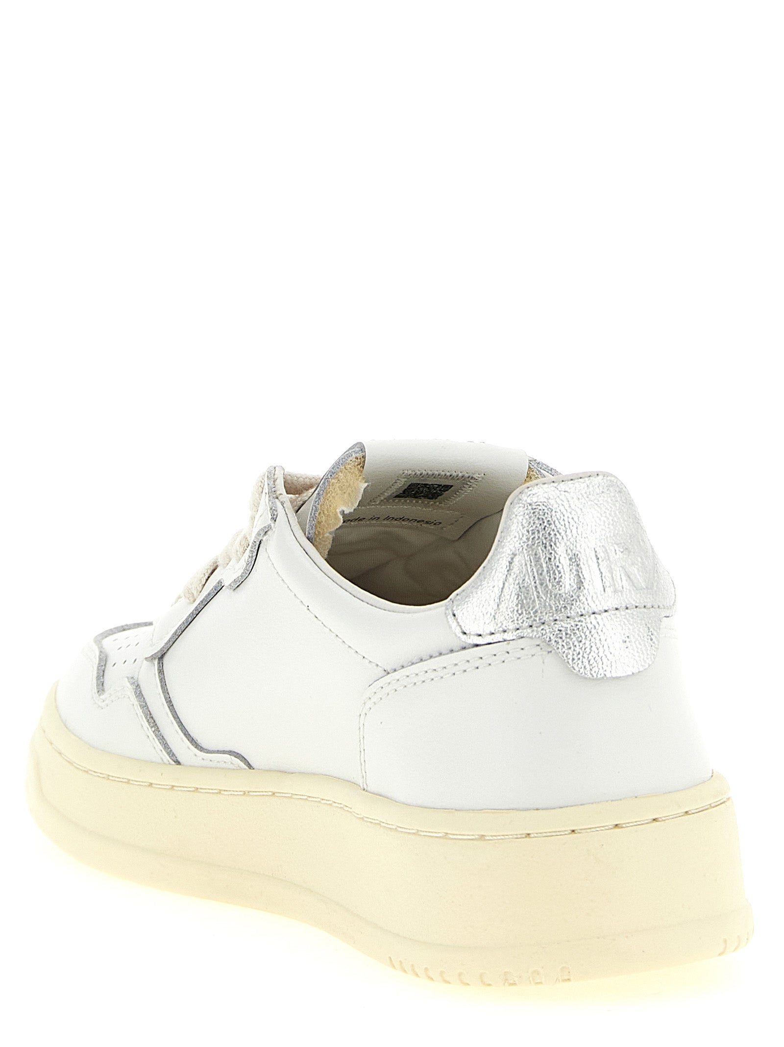 Autry Silberne Low-Top-Sneaker aus Rindsleder