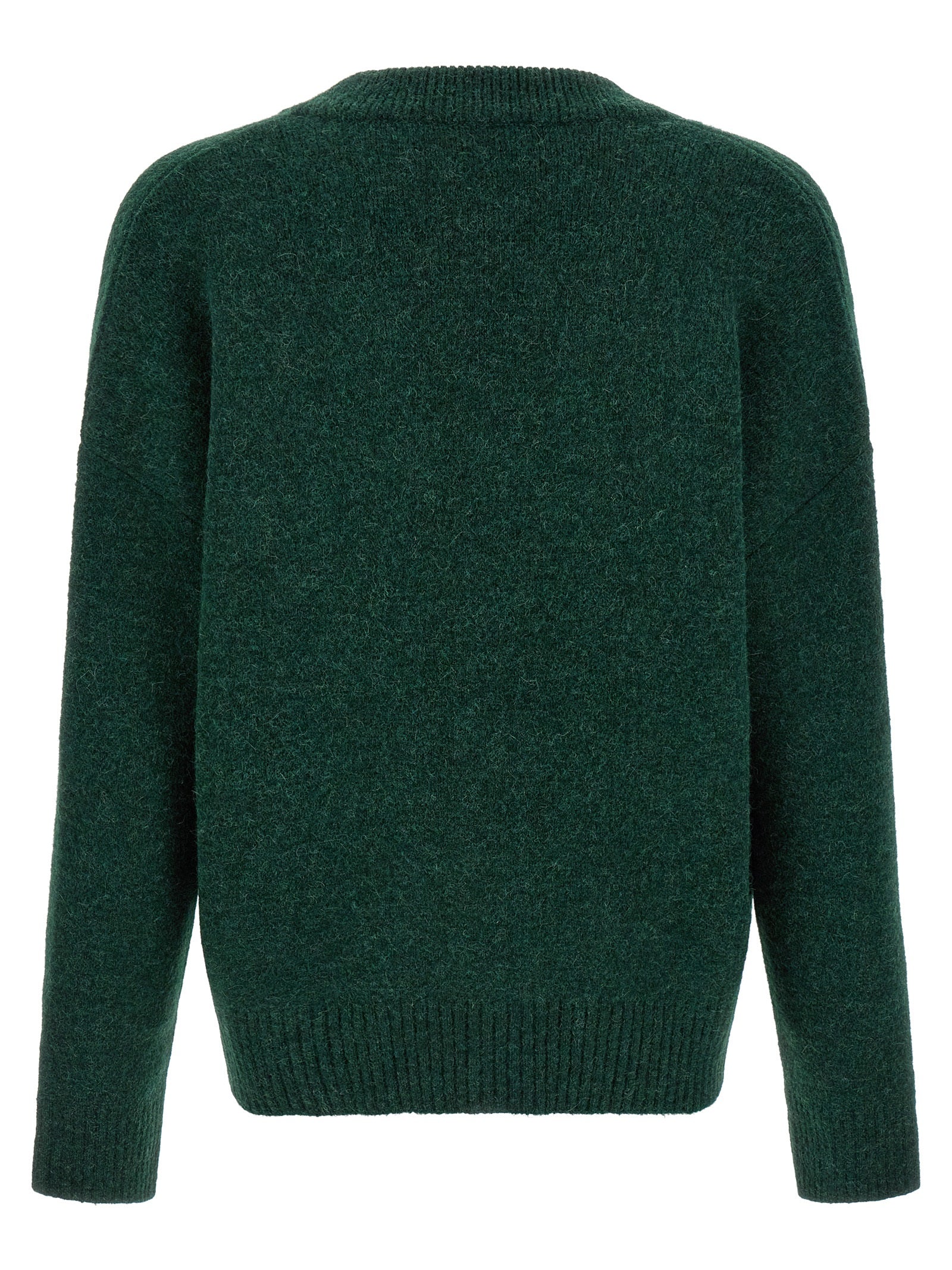 Ami Paris Zweifarbige Alpaka-Leder-Strickjacke