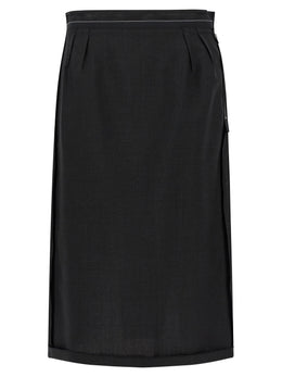 Maison Margiela Schwarzer Midirock aus Schurwolle