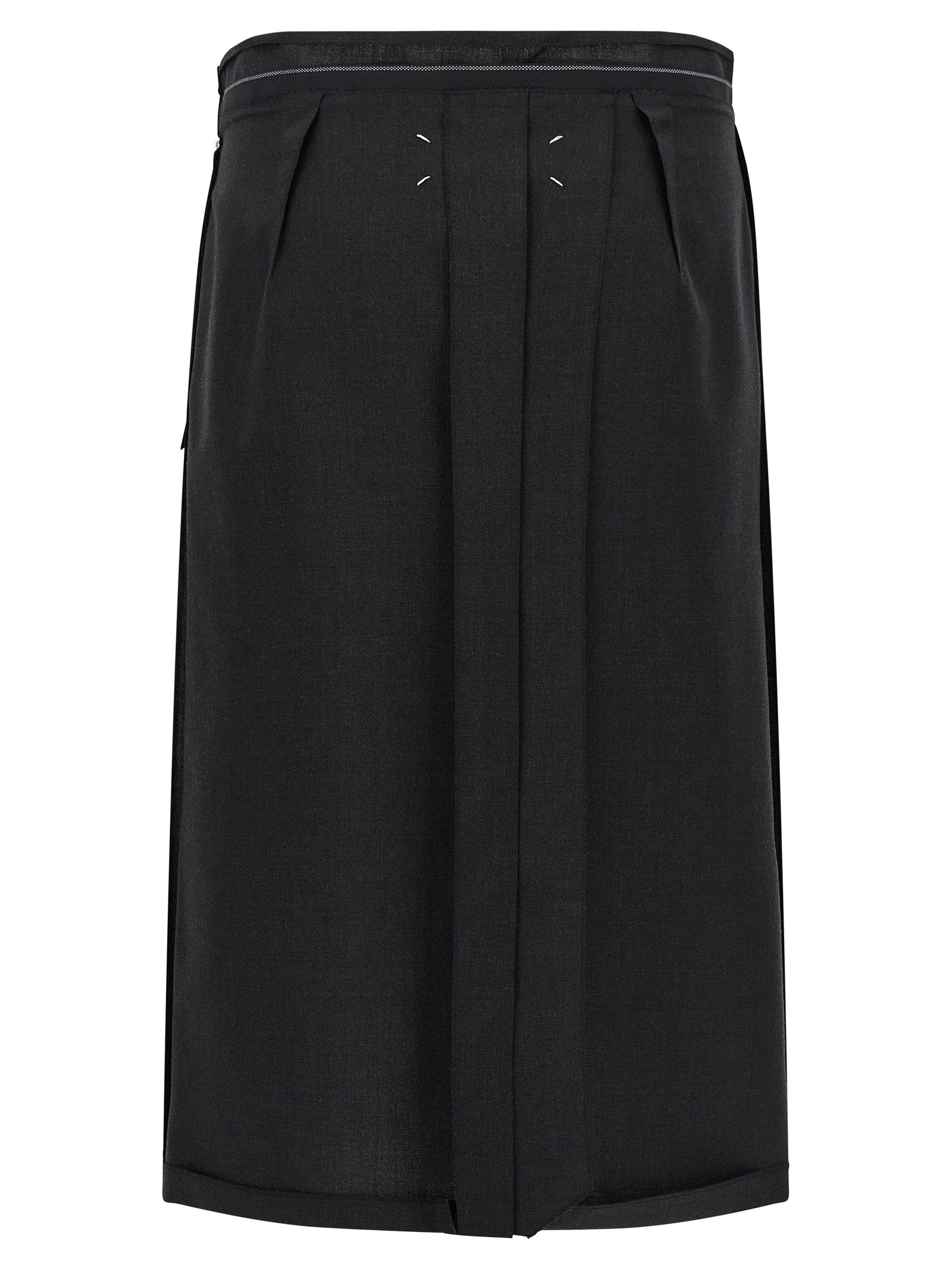 Maison Margiela Schwarzer Midirock aus Schurwolle